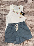 Dark Denim Elastic Waist Shorts