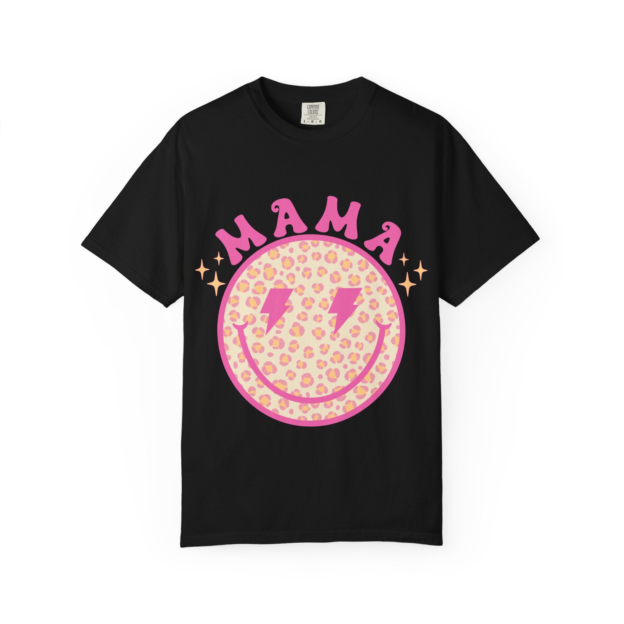 Mama Smiley Leopard Graphic T-Shirt