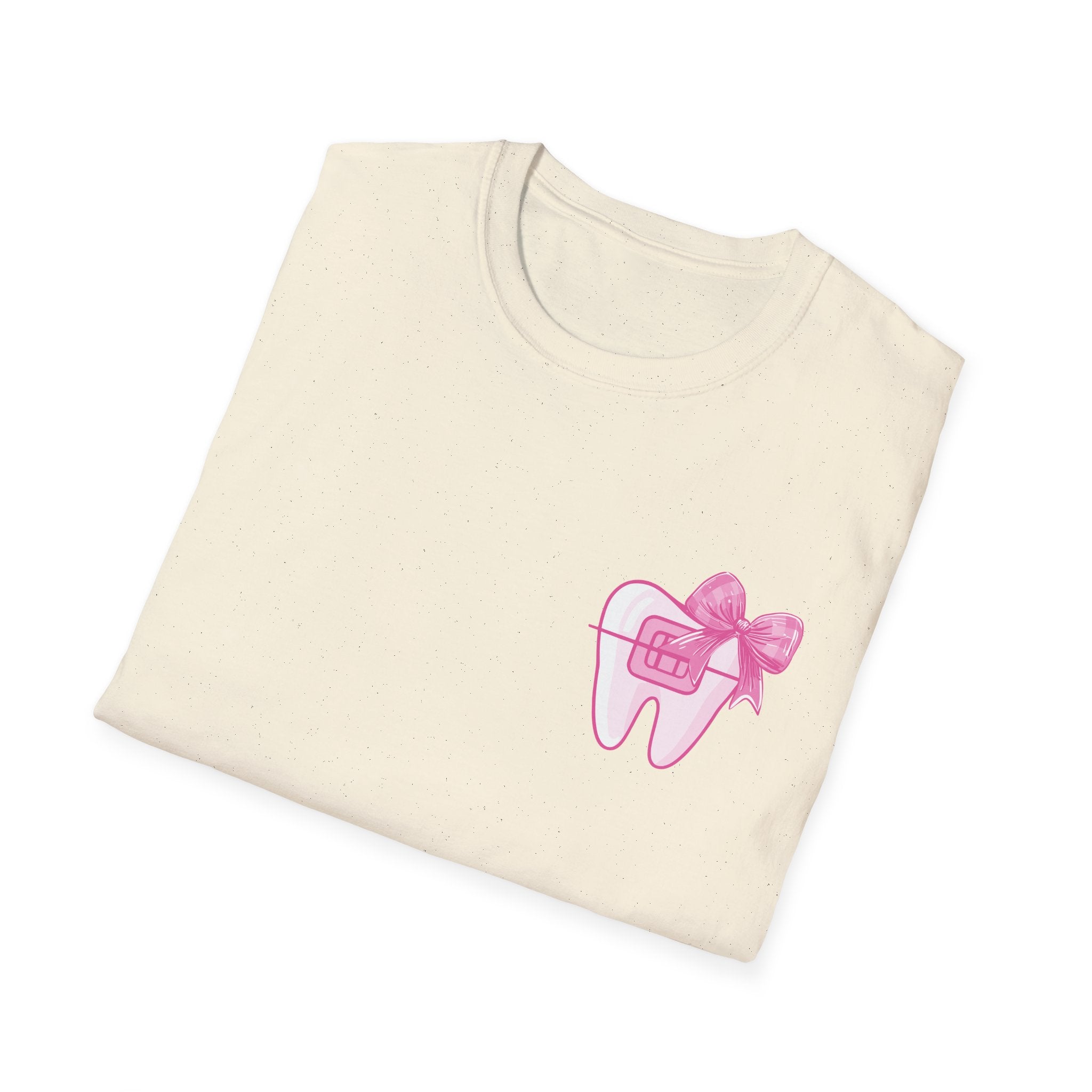 Tooth & Bow T-Shirt — Pink Dental Icons "It's a good day to straighten teeth"