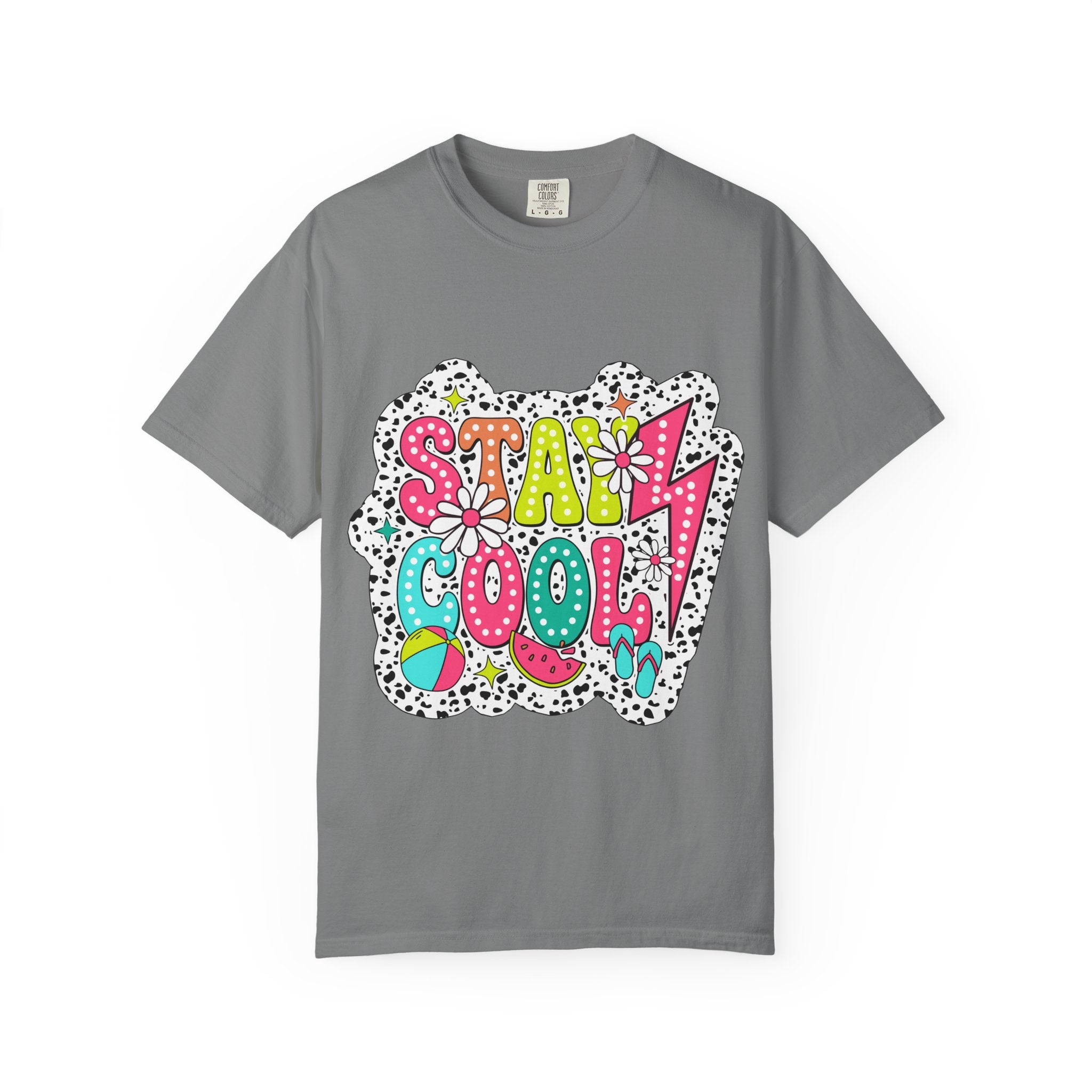 Stay Cool Graphic T-Shirt — Retro Doodle Flower & Peace Sign Tee