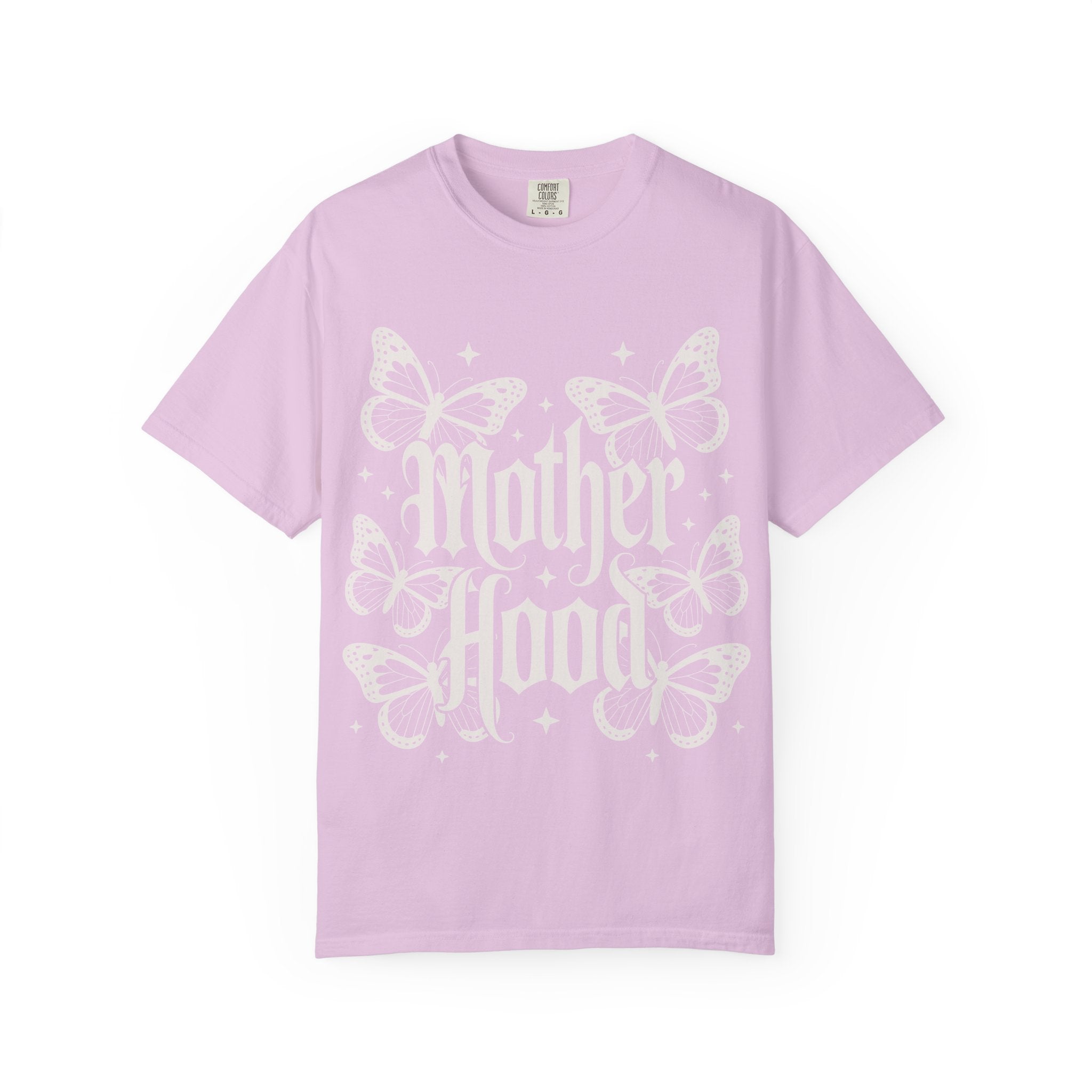 Motherhood Tee — Floral Butterfly "Mother Hood" Graphic T-Shirt