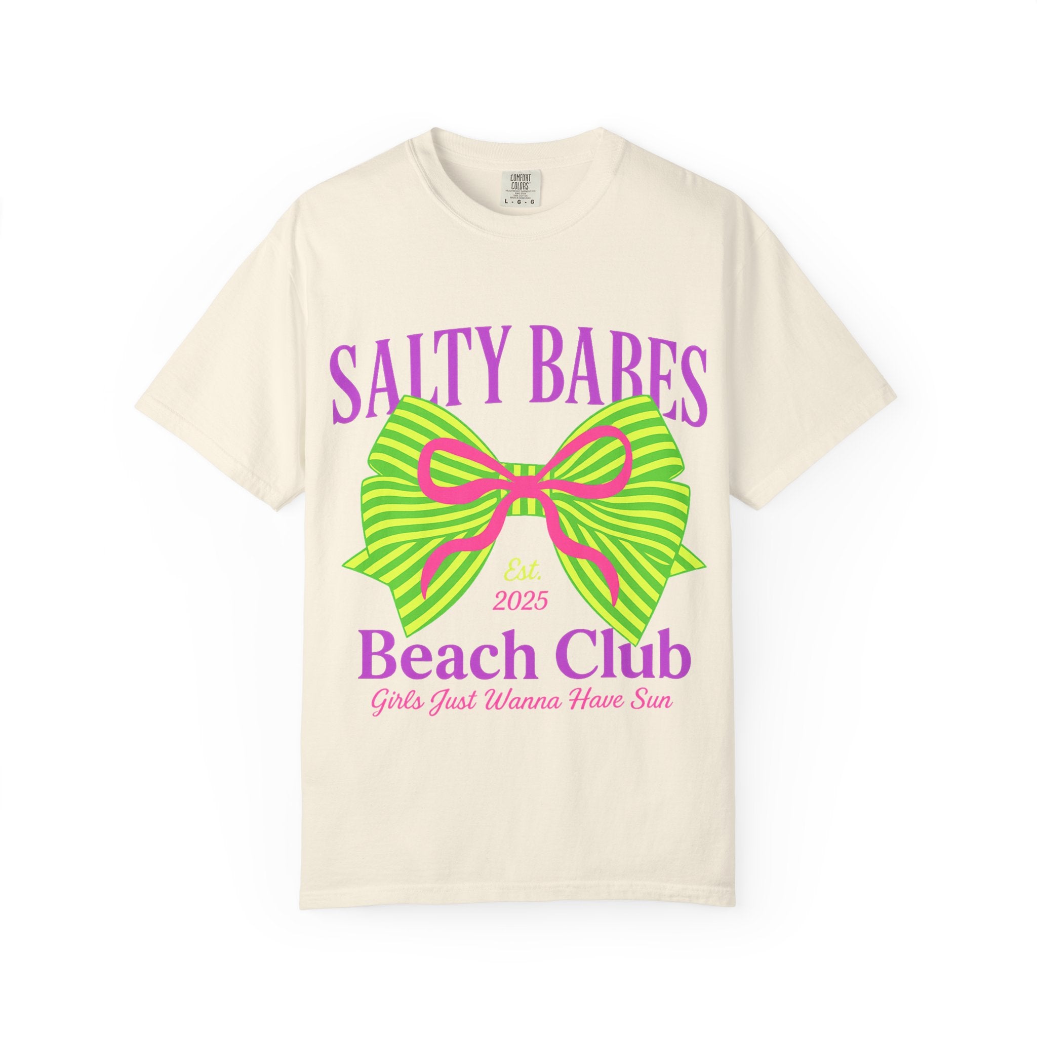 Salty Babes Beach Club T-Shirt — 2025 Neon Bow Summer Tee