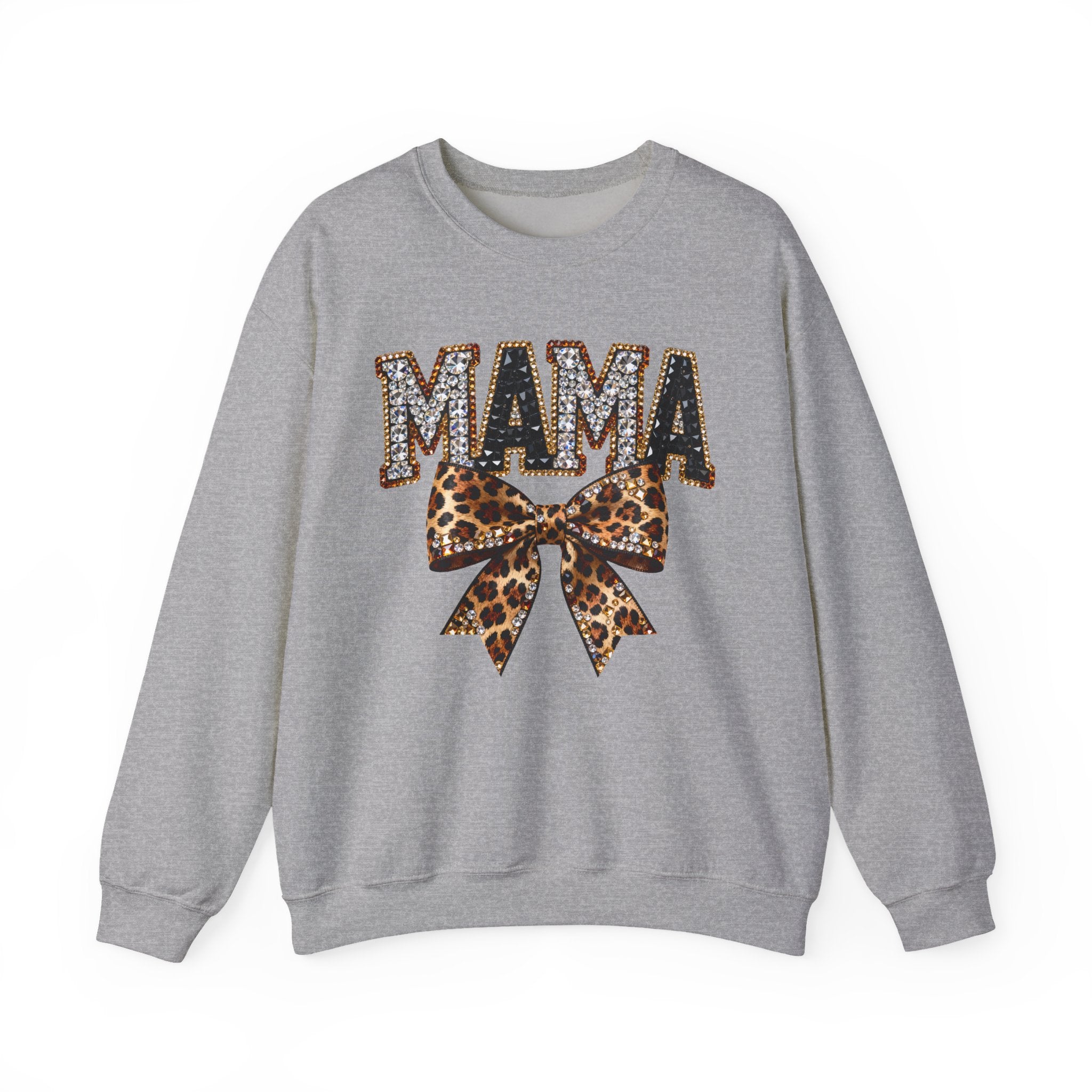 Mama Leopard Bow Crewneck Sweatshirt