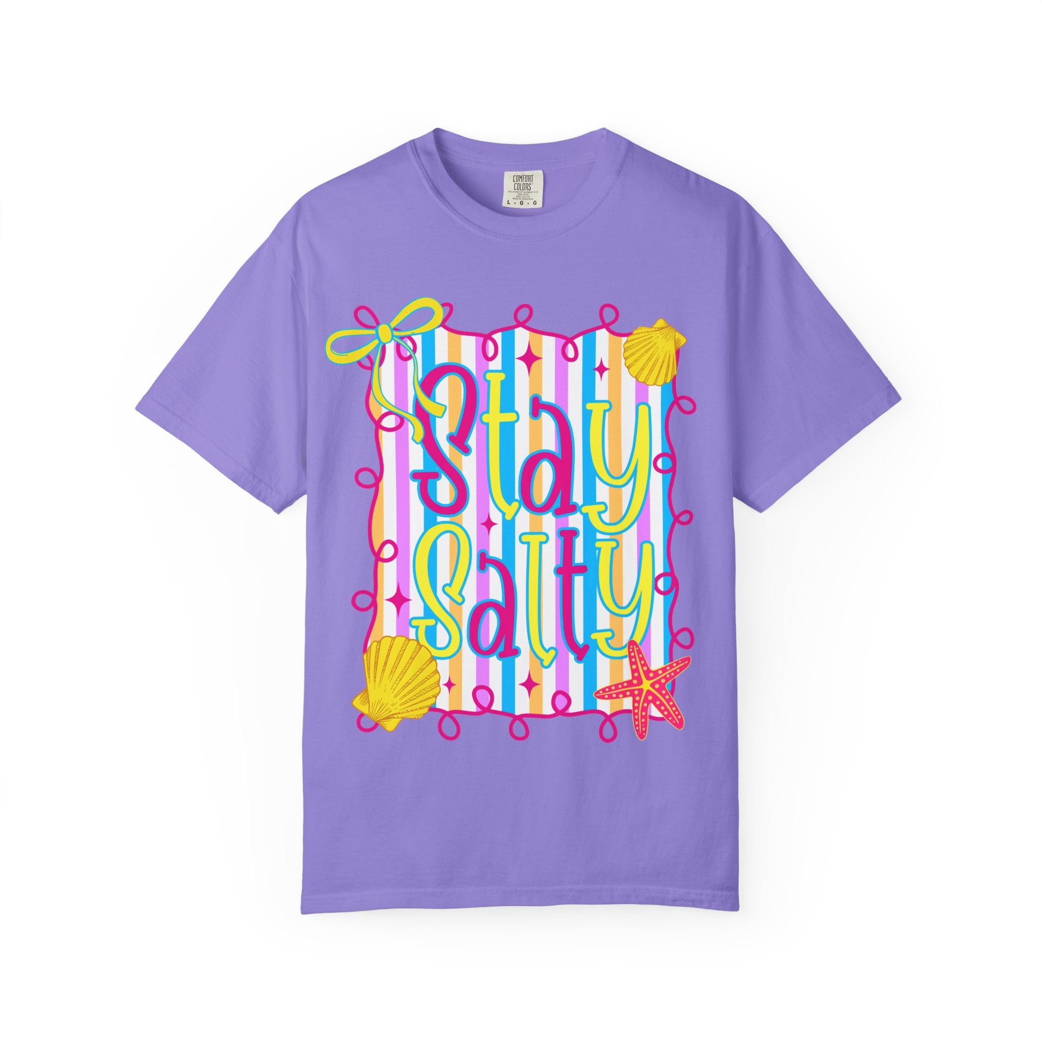 Stay Salty Beach T-Shirt — Colorful Seashell & Starfish Summer Tee