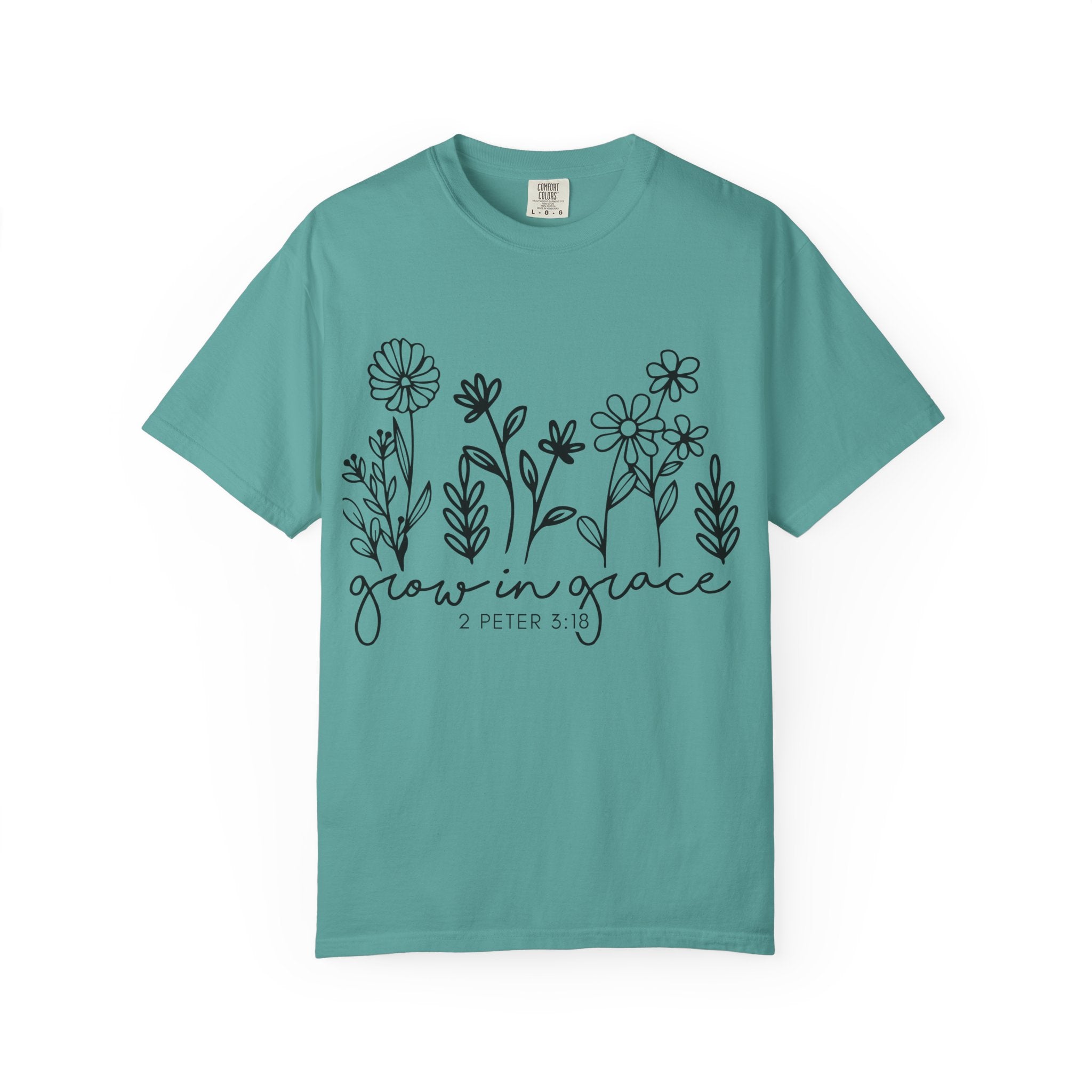 Grow in Grace Floral T-Shirt — 2 Peter 3:18 Christian Tee
