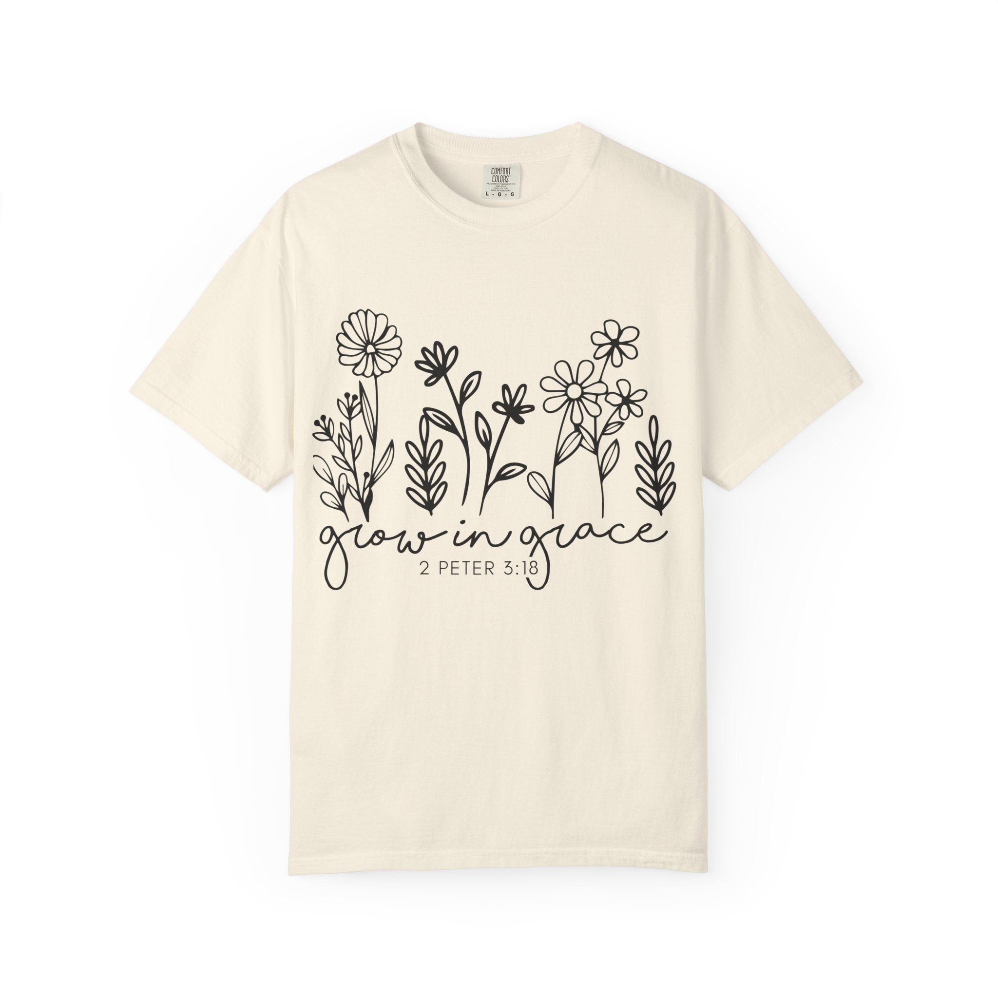 Grow in Grace Floral T-Shirt — 2 Peter 3:18 Christian Tee
