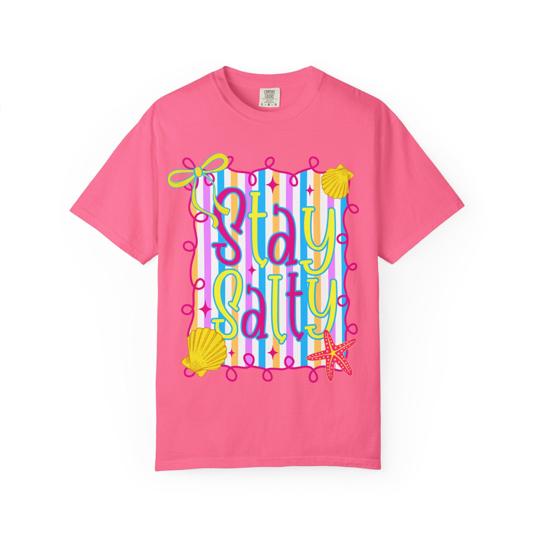 Stay Salty Beach T-Shirt — Colorful Seashell & Starfish Summer Tee