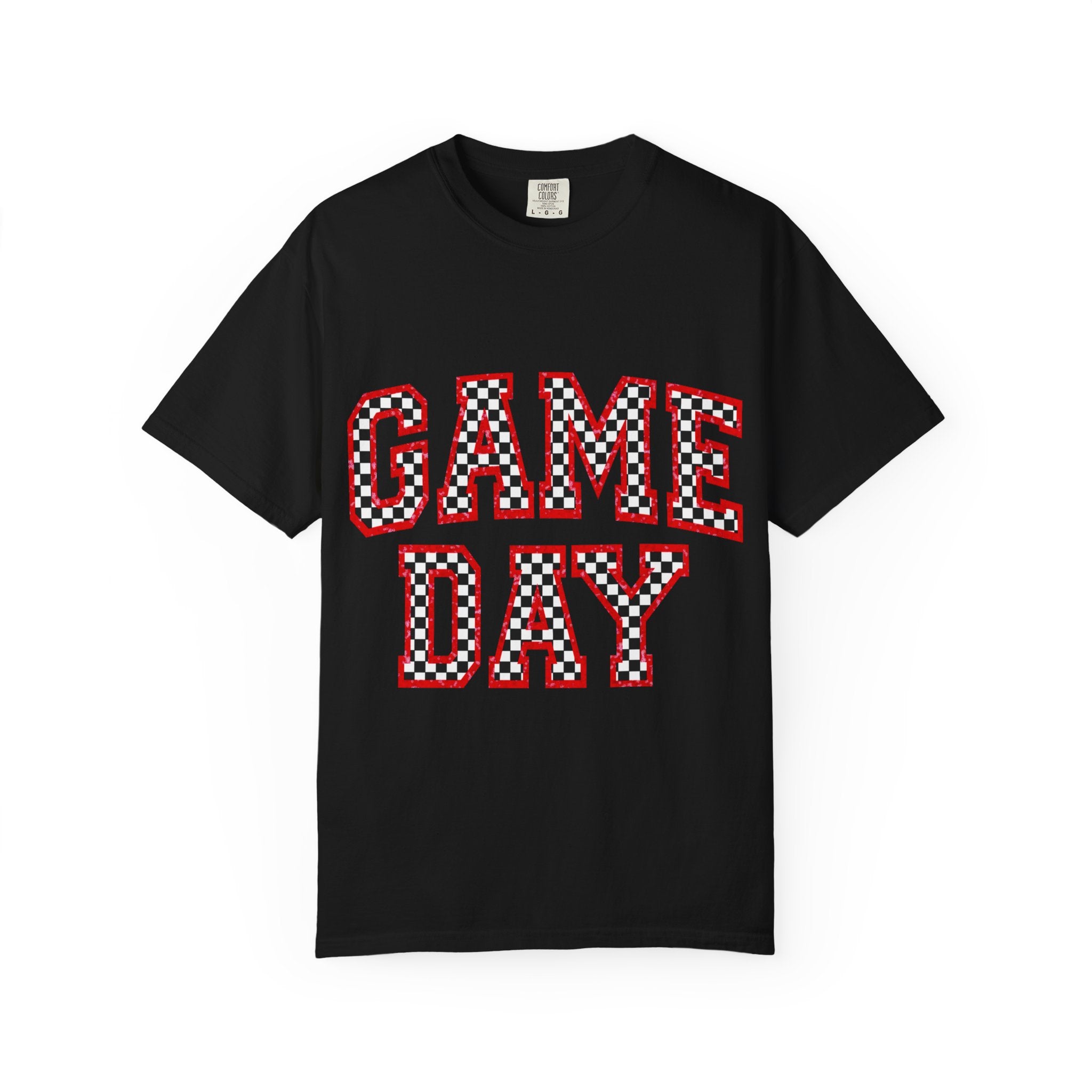 Game Day T-Shirt — Red & Blue Checker Collegiate Graphic