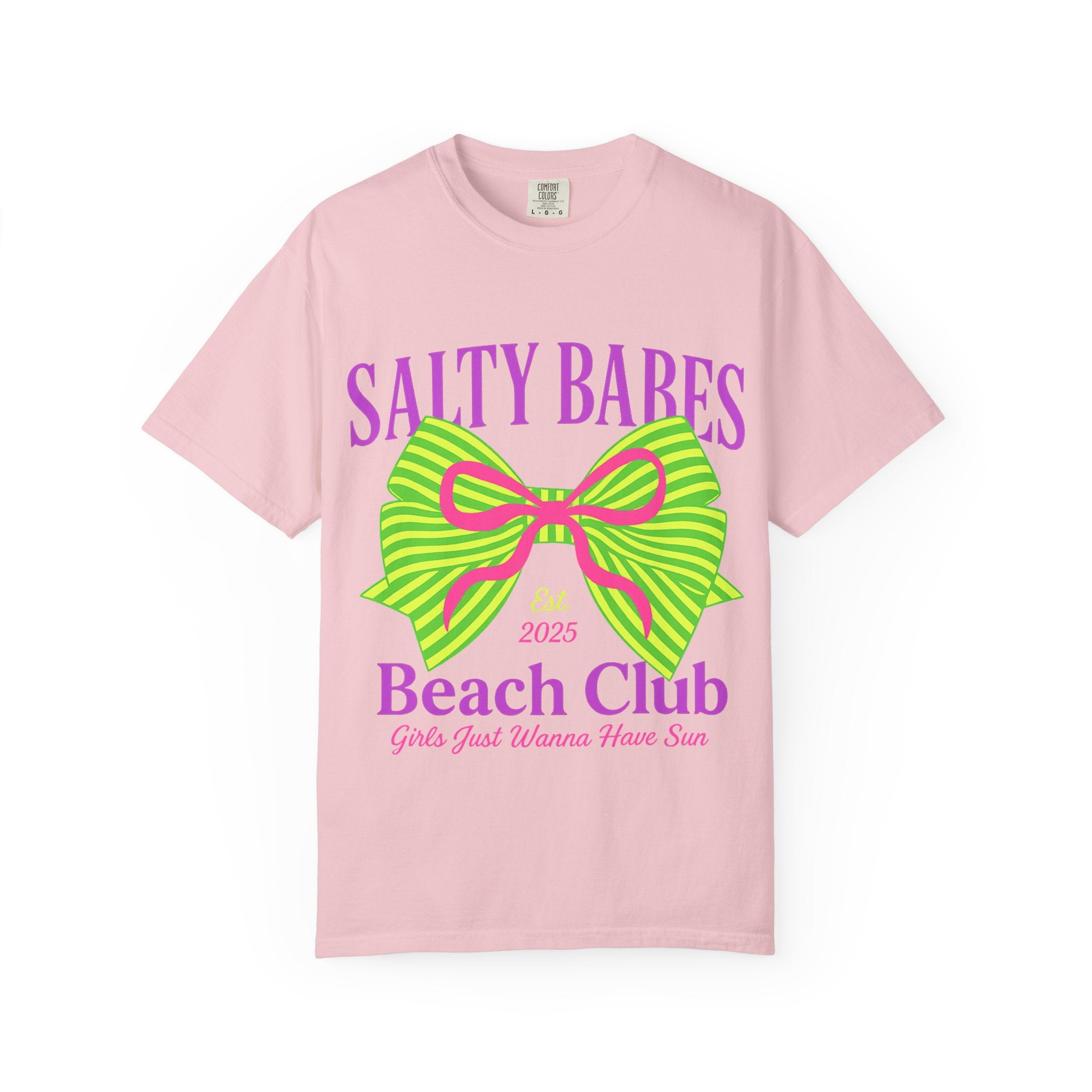 Salty Babes Beach Club T-Shirt — 2025 Neon Bow Summer Tee
