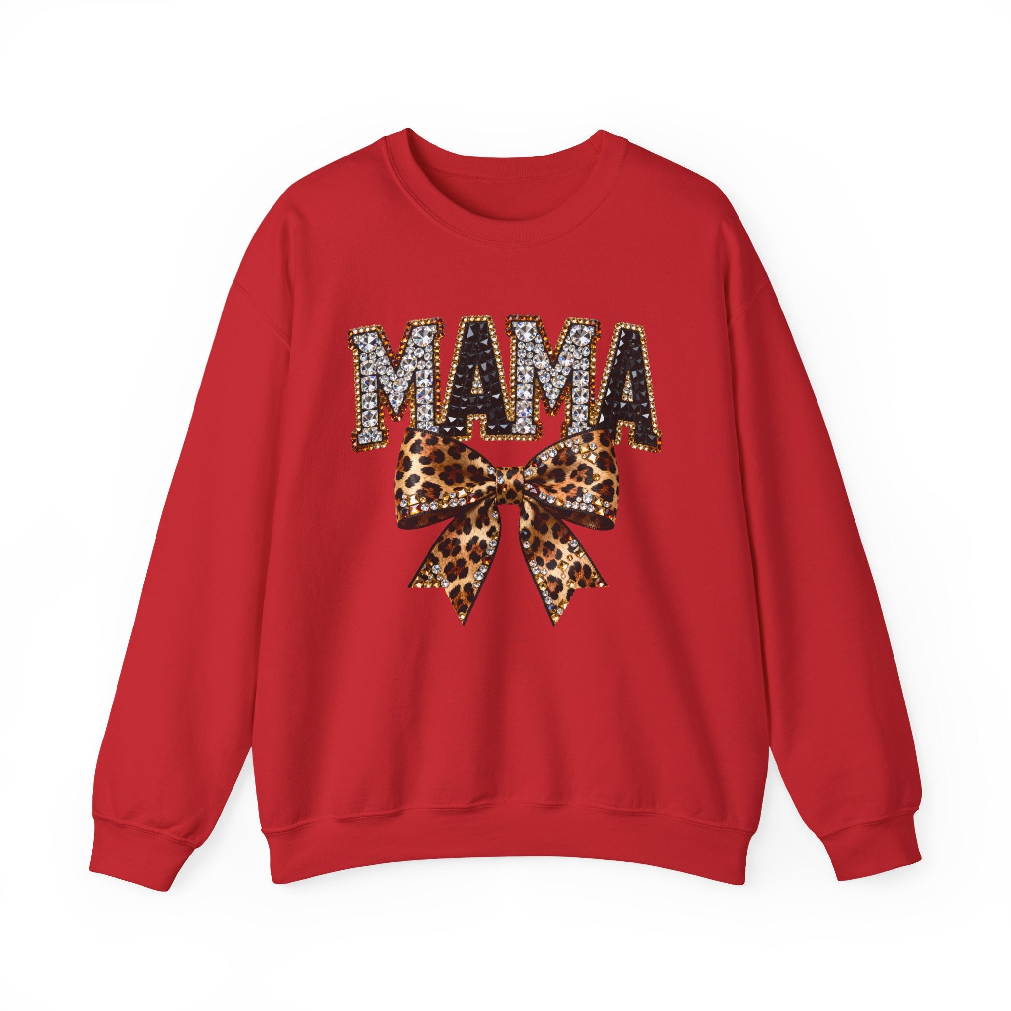 Mama Leopard Bow Crewneck Sweatshirt