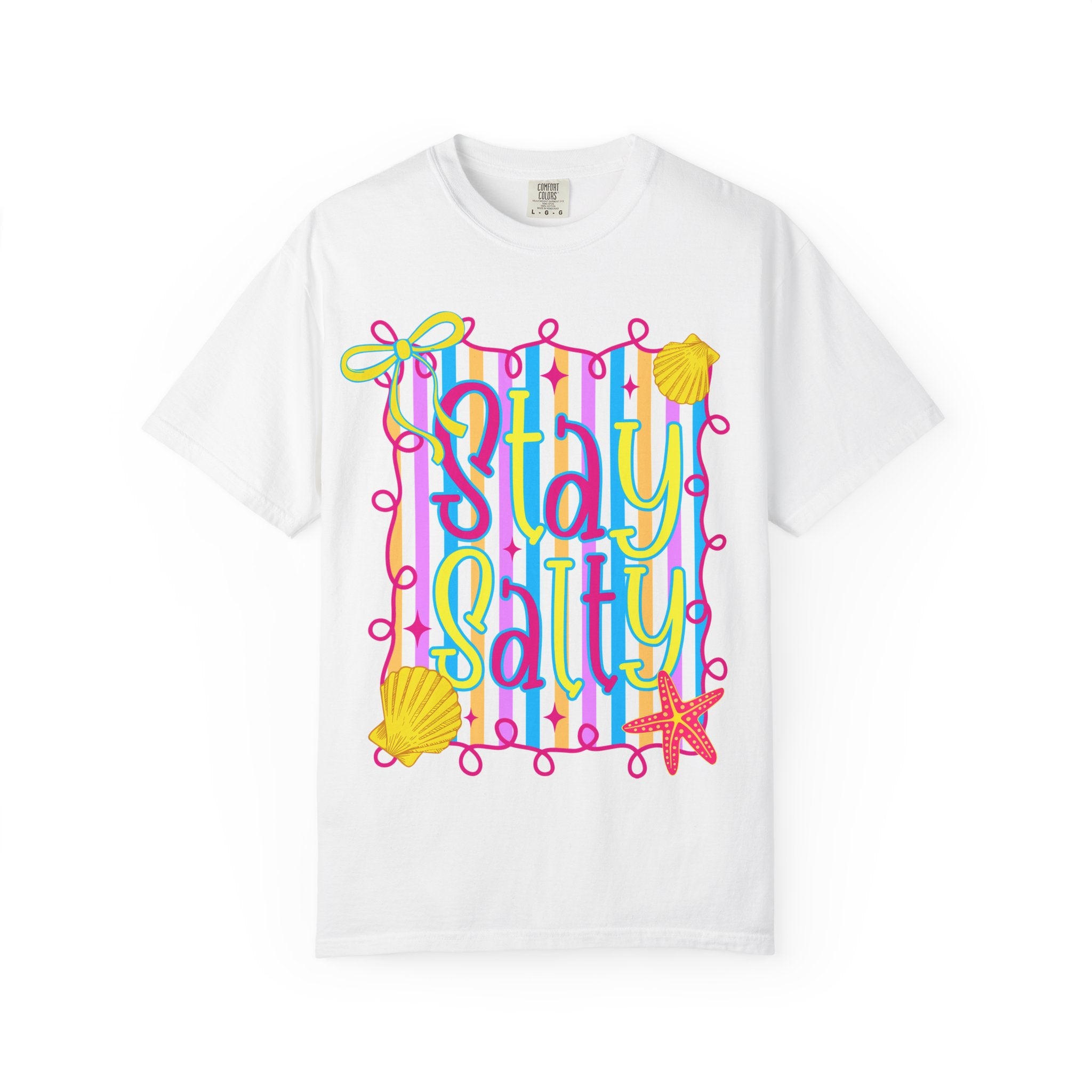 Stay Salty Beach T-Shirt — Colorful Seashell & Starfish Summer Tee