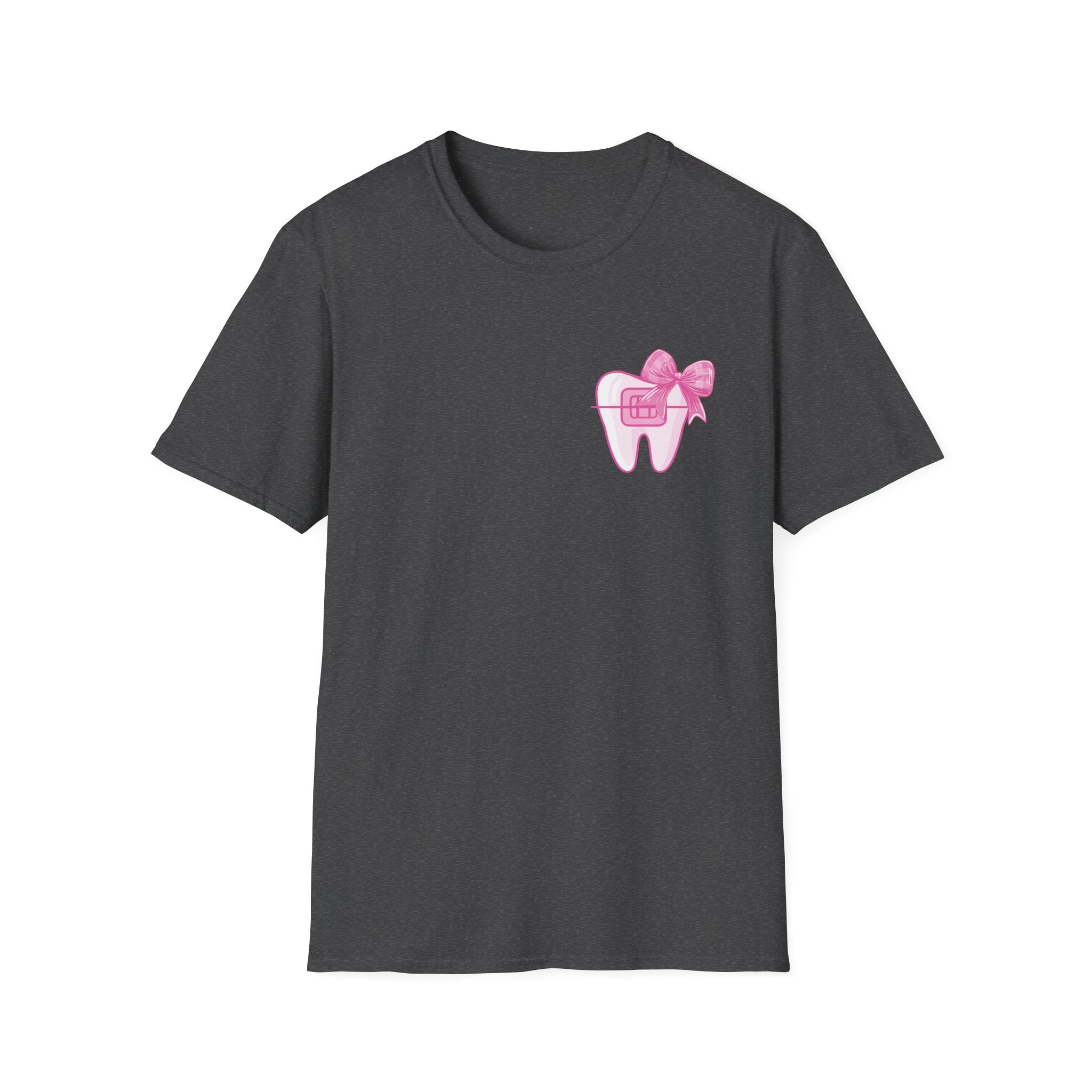 Tooth & Bow T-Shirt — Pink Dental Icons "It's a good day to straighten teeth"