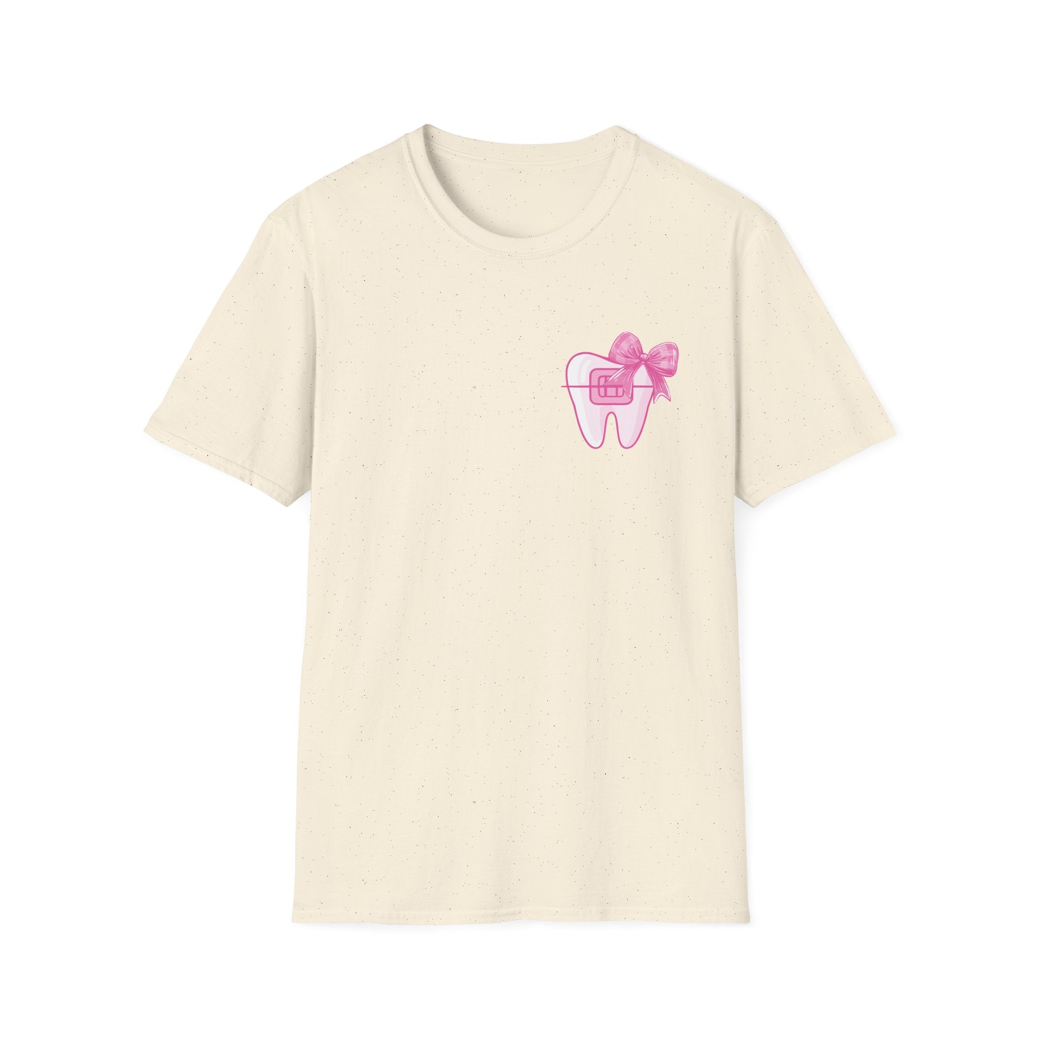Tooth & Bow T-Shirt — Pink Dental Icons "It's a good day to straighten teeth"