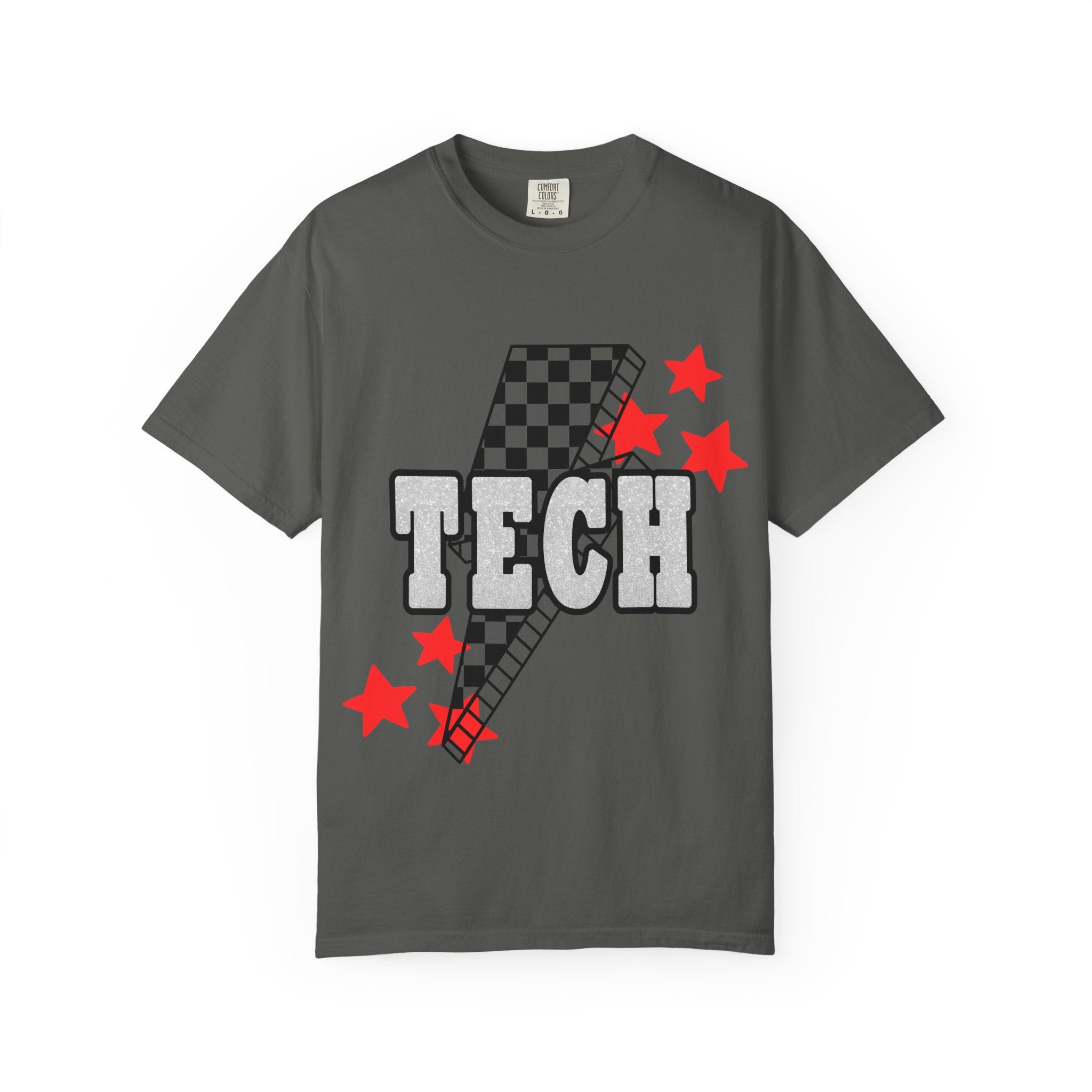 Tech Checkerboard Graphic T-Shirt — Retro Racing Stars Tee