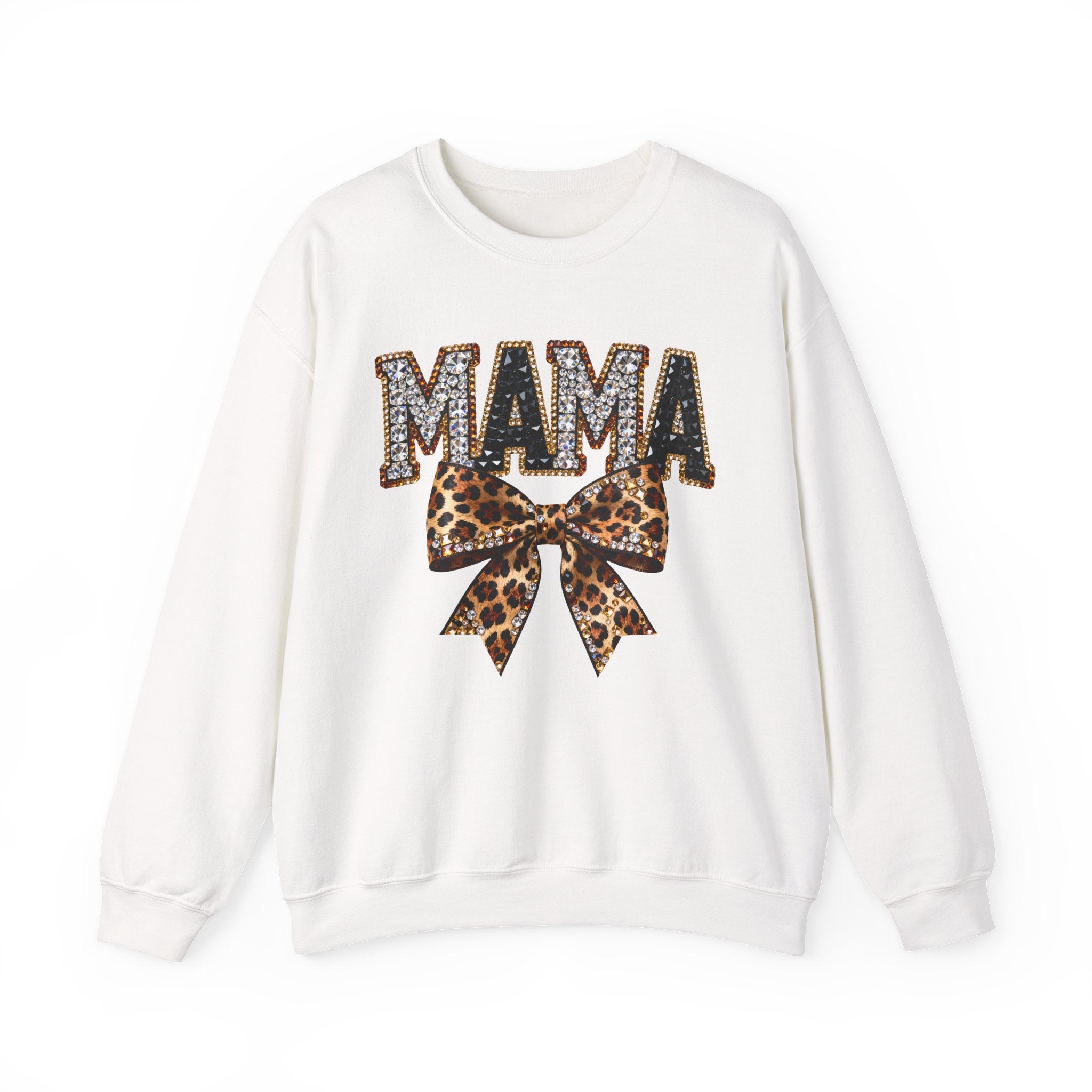 Mama Leopard Bow Crewneck Sweatshirt