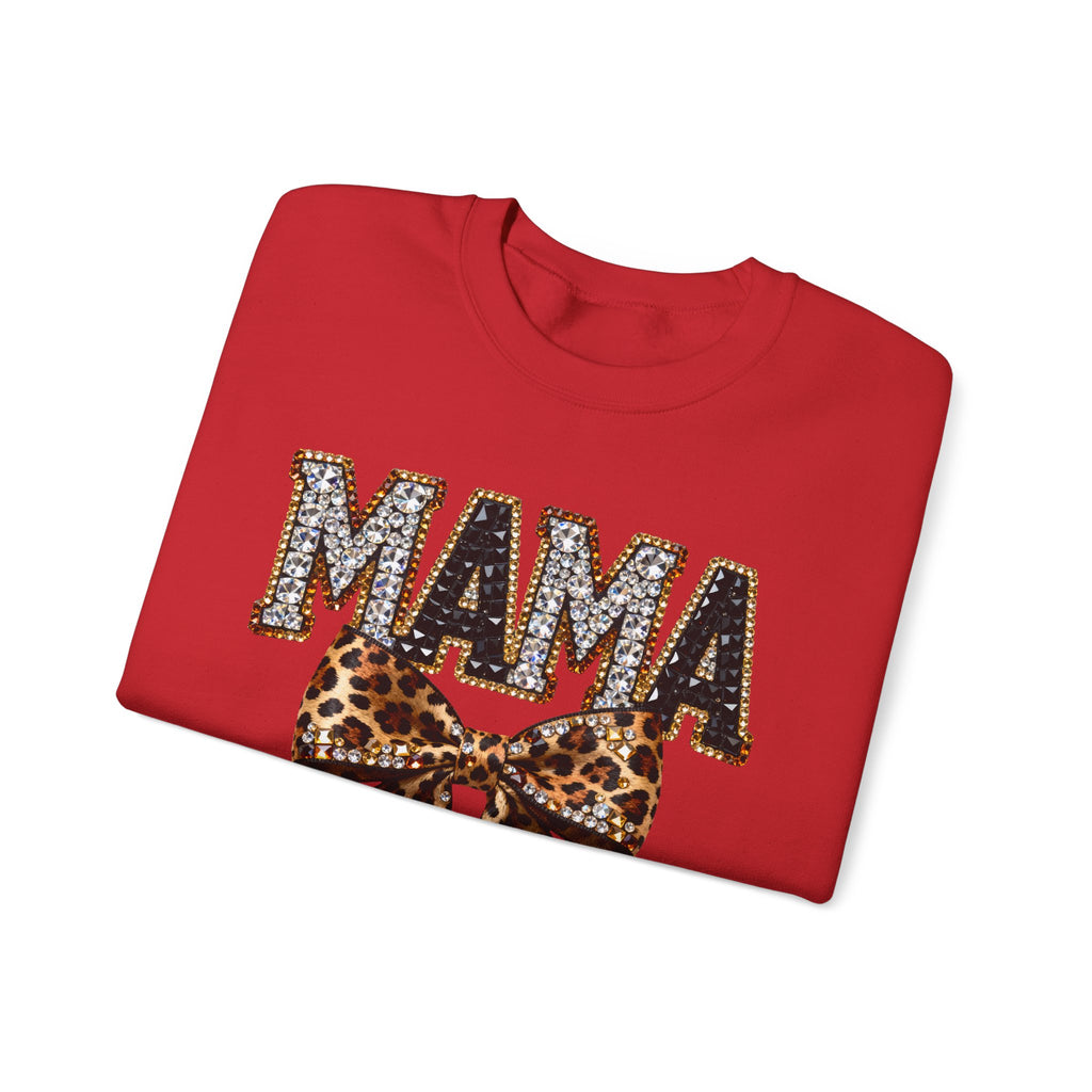 Mama Leopard Bow Crewneck Sweatshirt