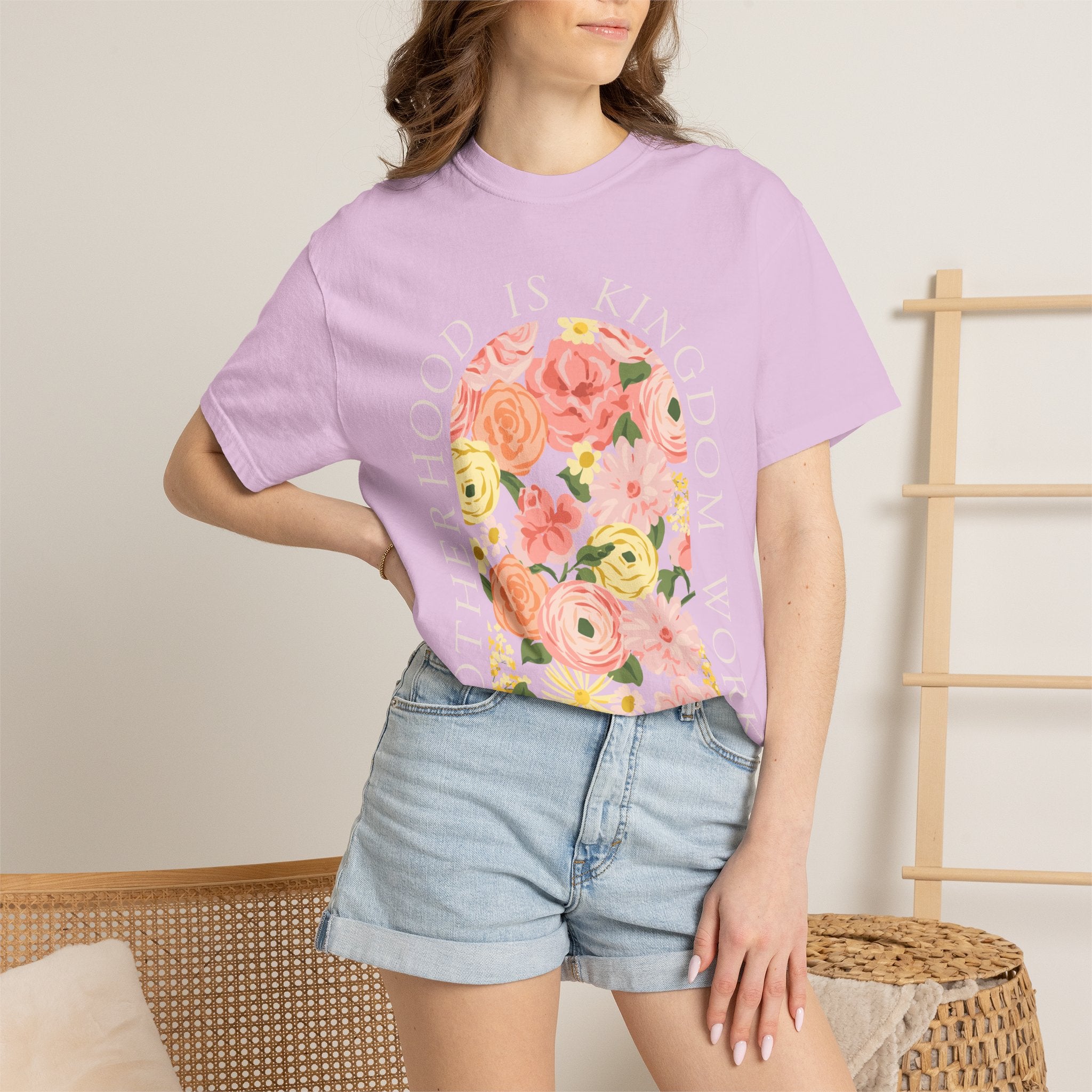 Motherhood Floral T-Shirt — "Motherhood Is Kingdom Work" (Proverbs 31:25-27)