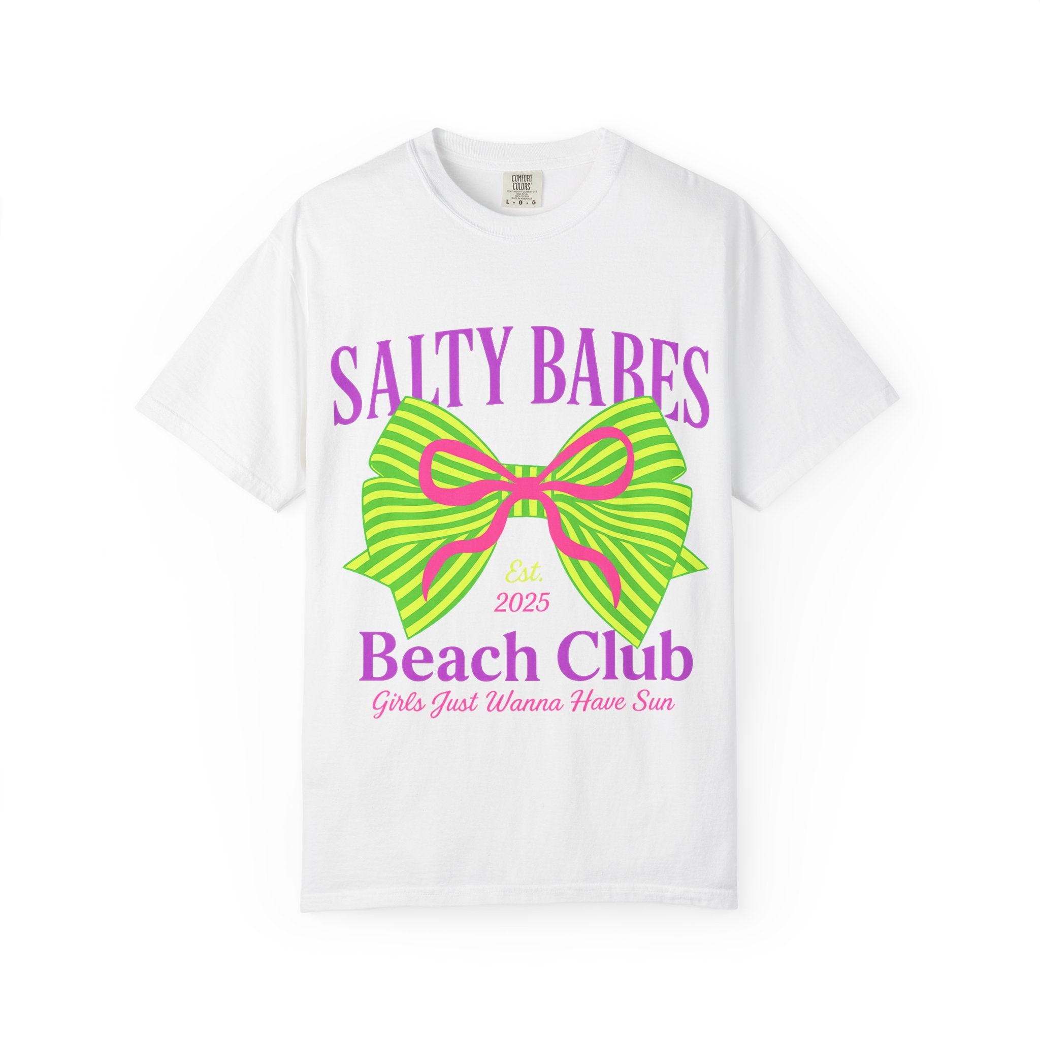 Salty Babes Beach Club T-Shirt — 2025 Neon Bow Summer Tee