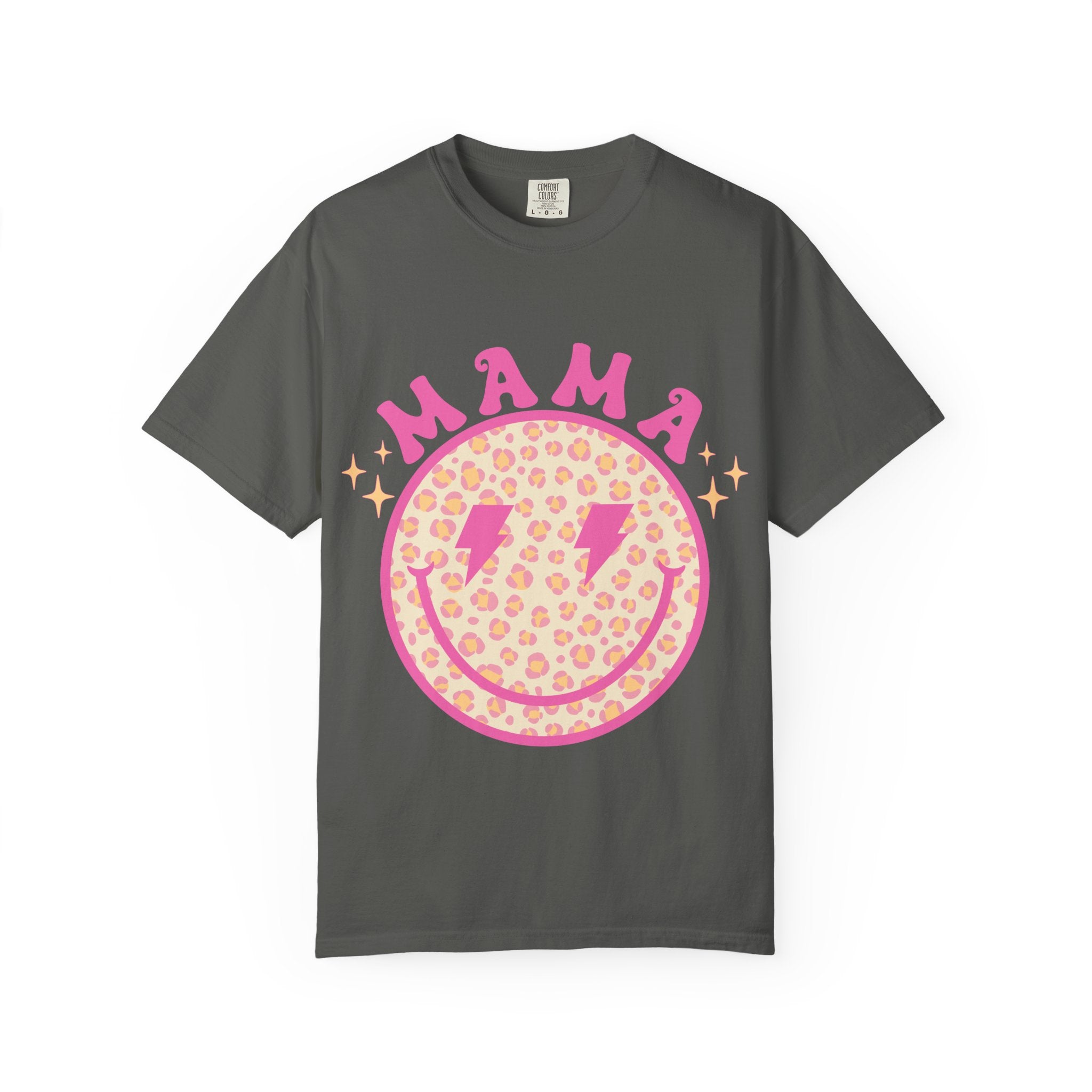 Mama Smiley Leopard Graphic T-Shirt