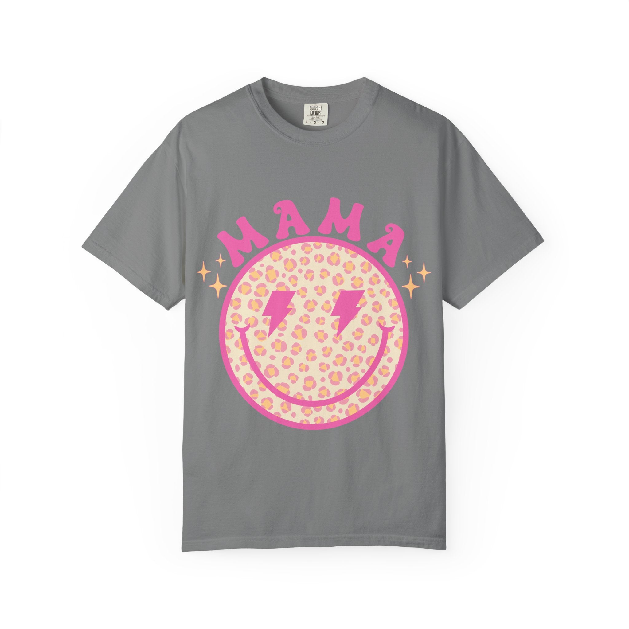 Mama Smiley Leopard Graphic T-Shirt