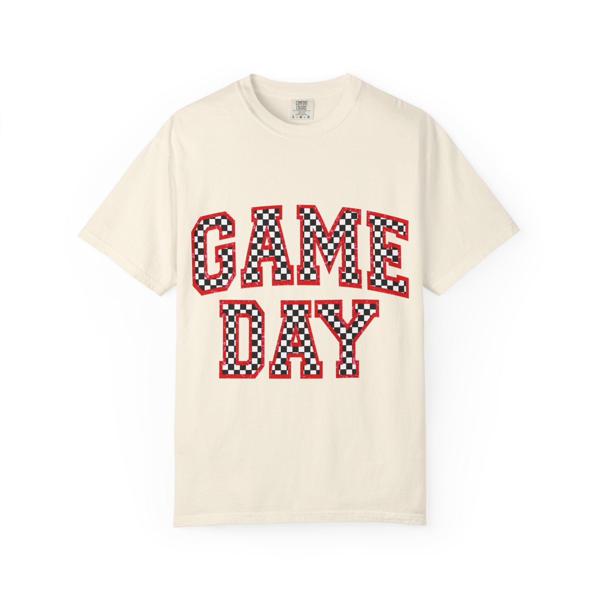 Game Day T-Shirt — Red & Blue Checker Collegiate Graphic