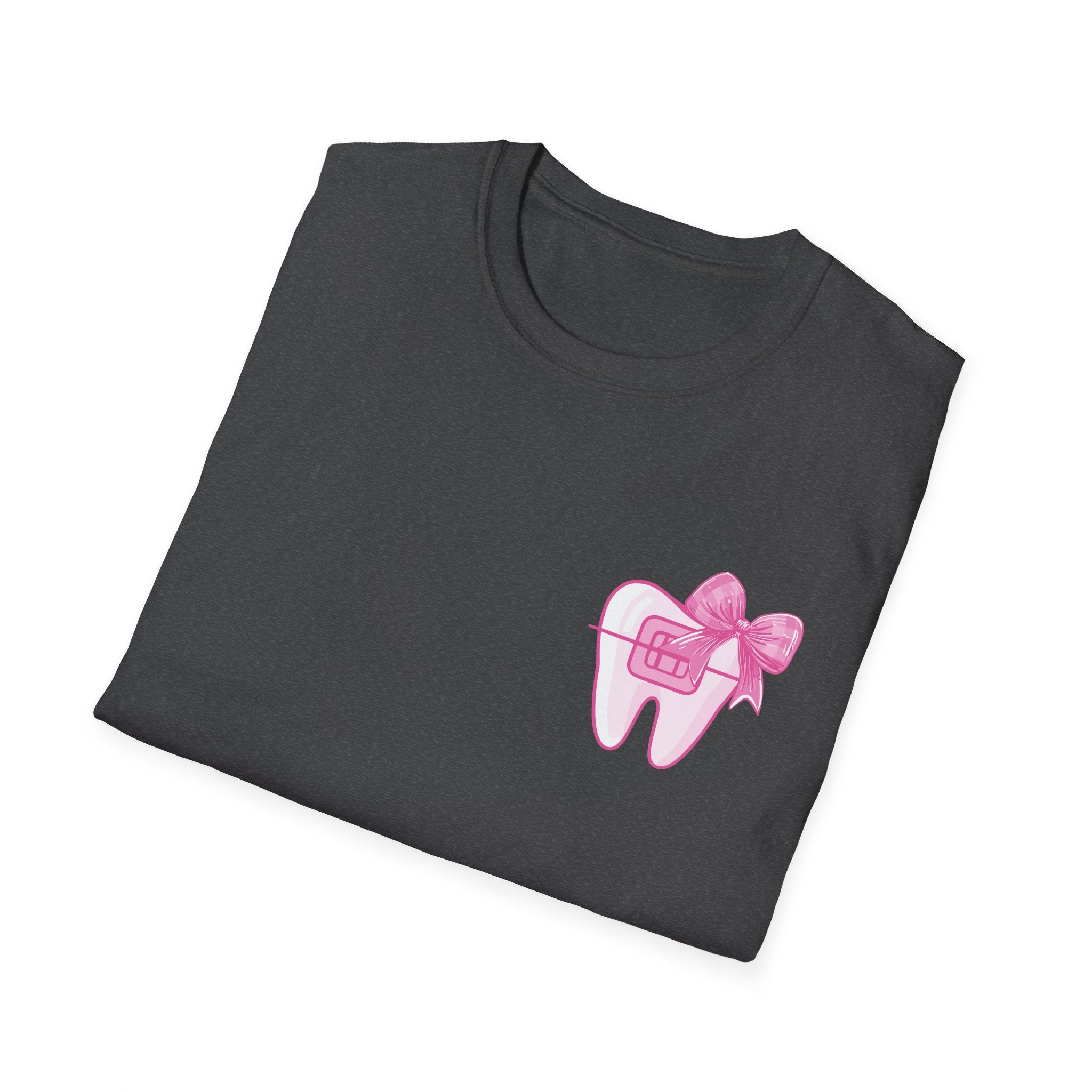 Tooth & Bow T-Shirt — Pink Dental Icons "It's a good day to straighten teeth"