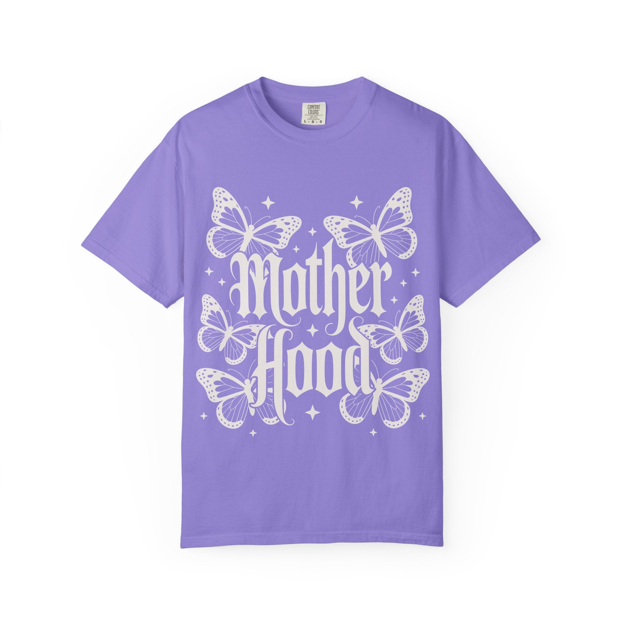Motherhood Tee — Floral Butterfly "Mother Hood" Graphic T-Shirt