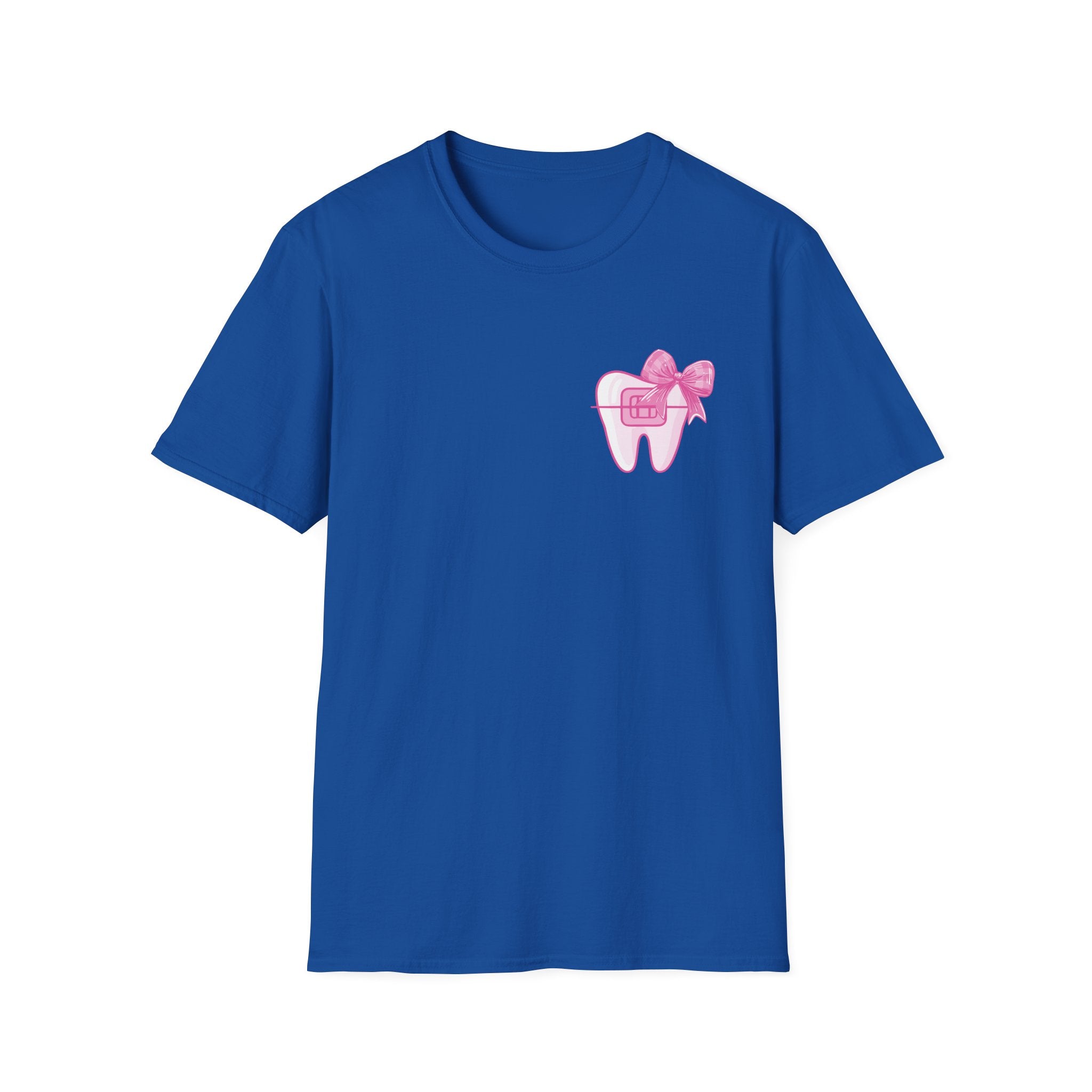 Tooth & Bow T-Shirt — Pink Dental Icons "It's a good day to straighten teeth"