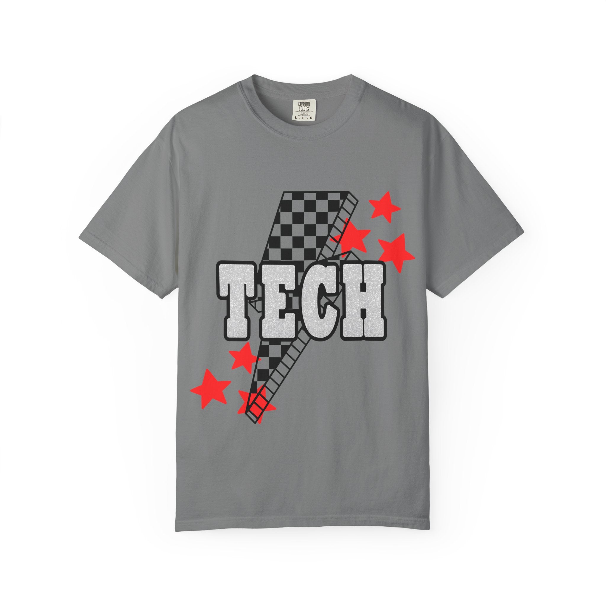 Tech Checkerboard Graphic T-Shirt — Retro Racing Stars Tee