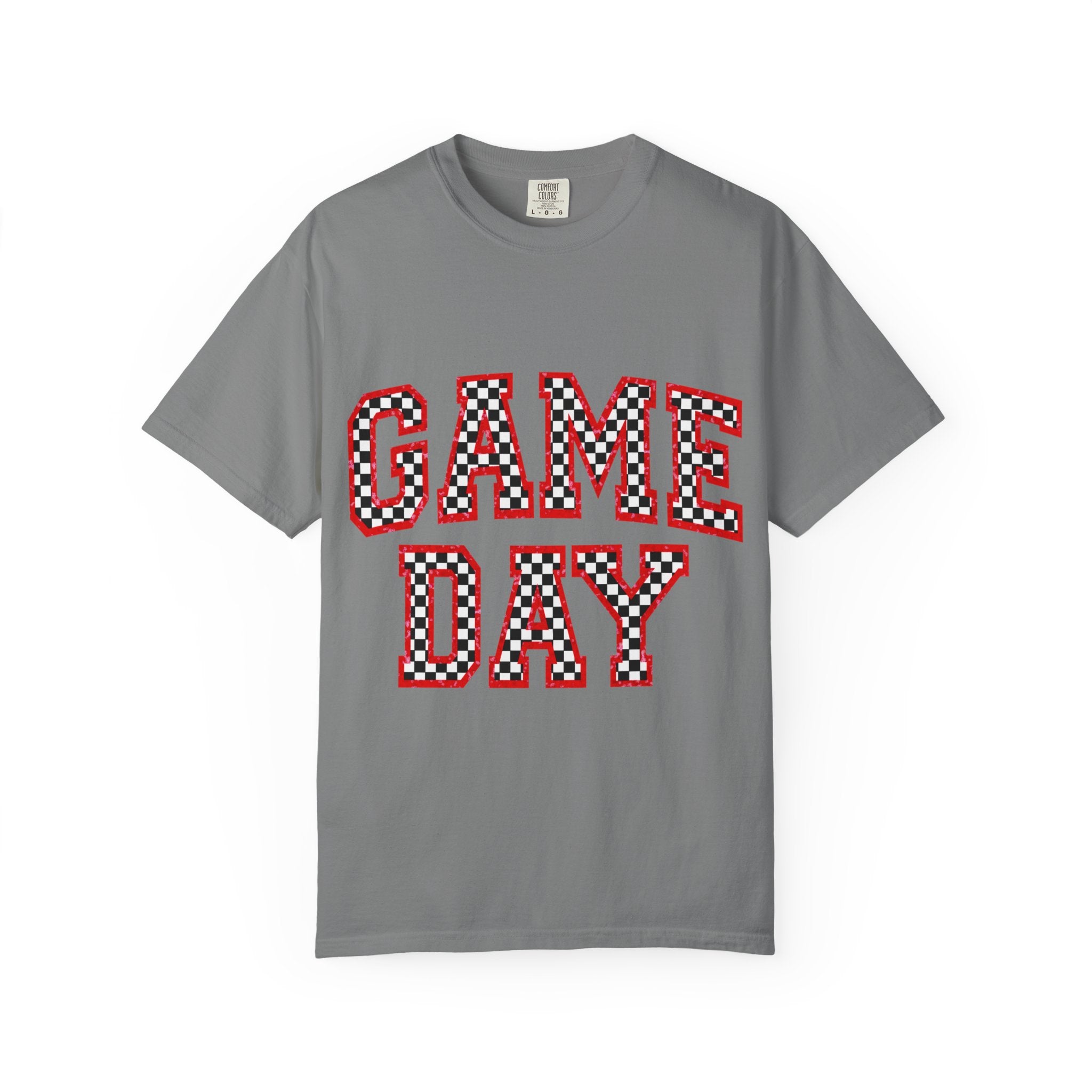 Game Day T-Shirt — Red & Blue Checker Collegiate Graphic