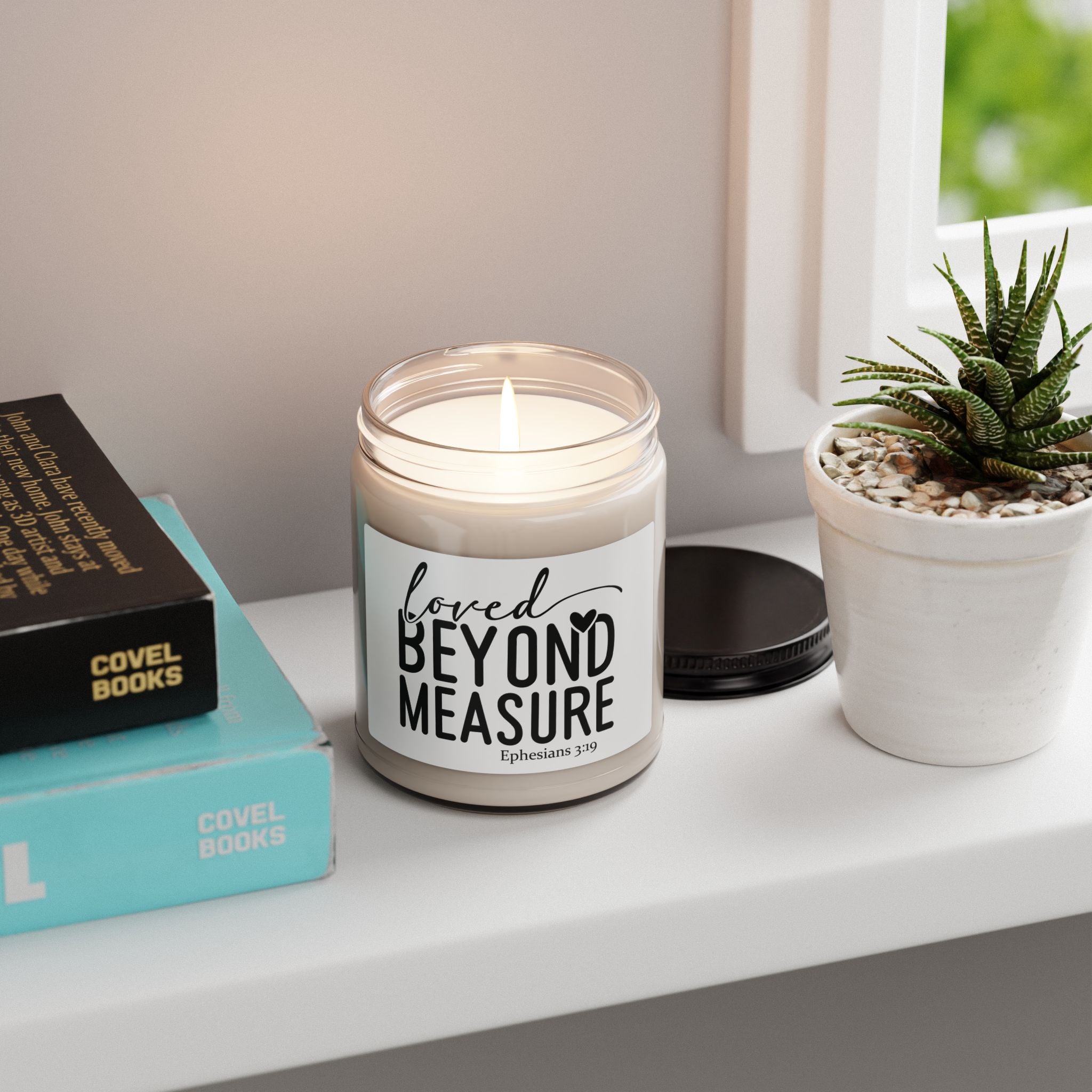 Loved Beyond Measure 9oz Scented Soy Candle — Ephesians 3:19 Inspirational Jar Candle