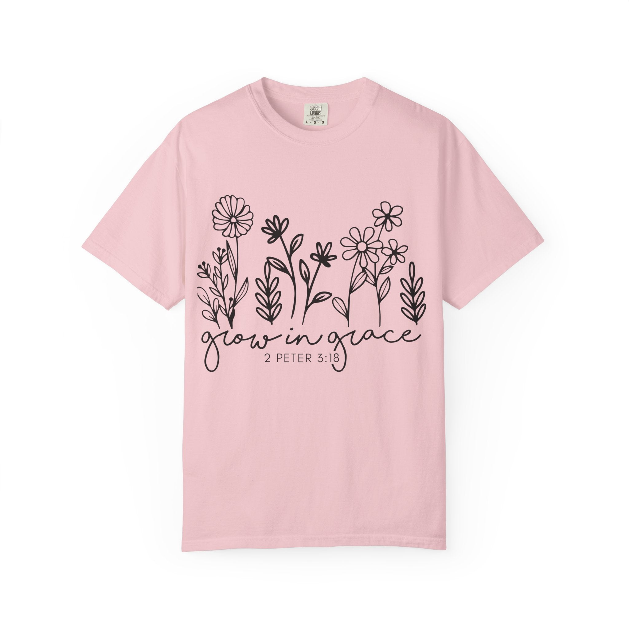 Grow in Grace Floral T-Shirt — 2 Peter 3:18 Christian Tee