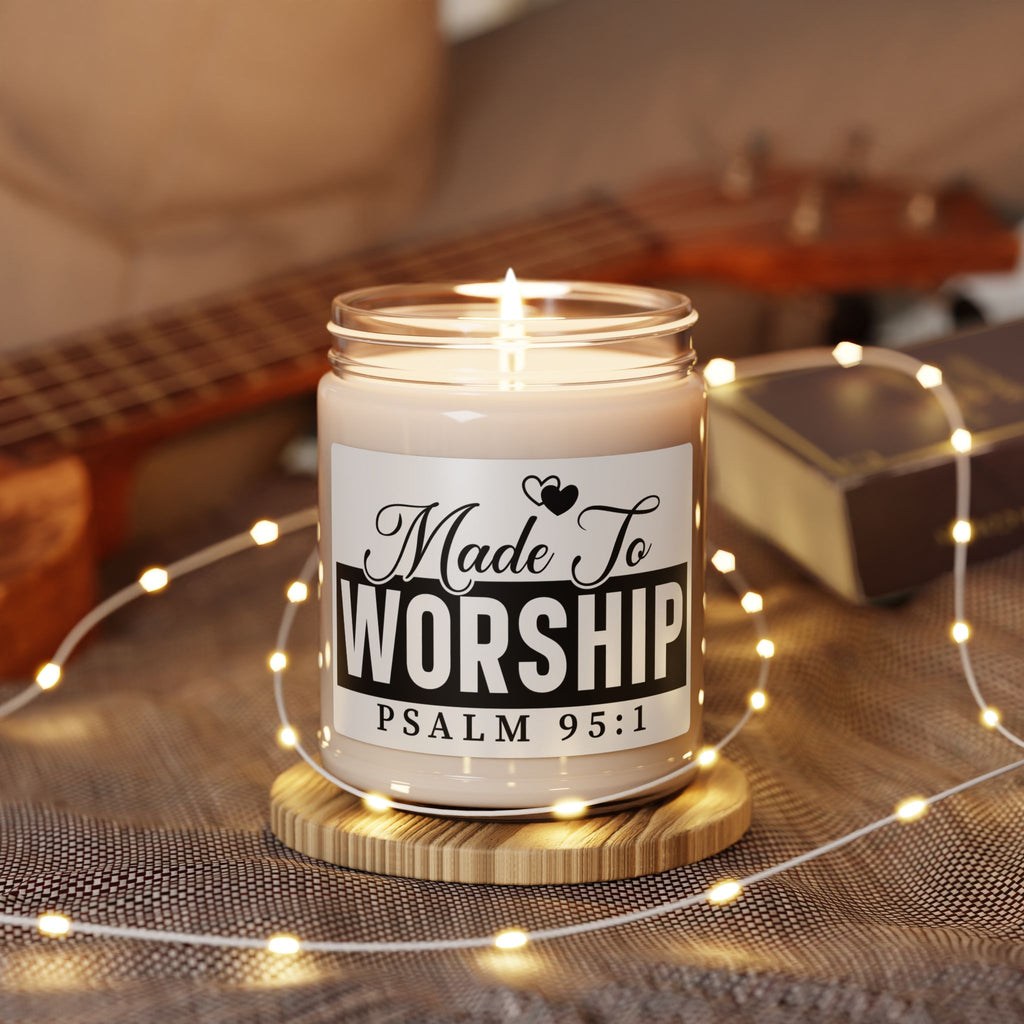 Made to Worship Soy Candle - 9oz Biblical Psalm 95:1 Inspirational Scented Candle