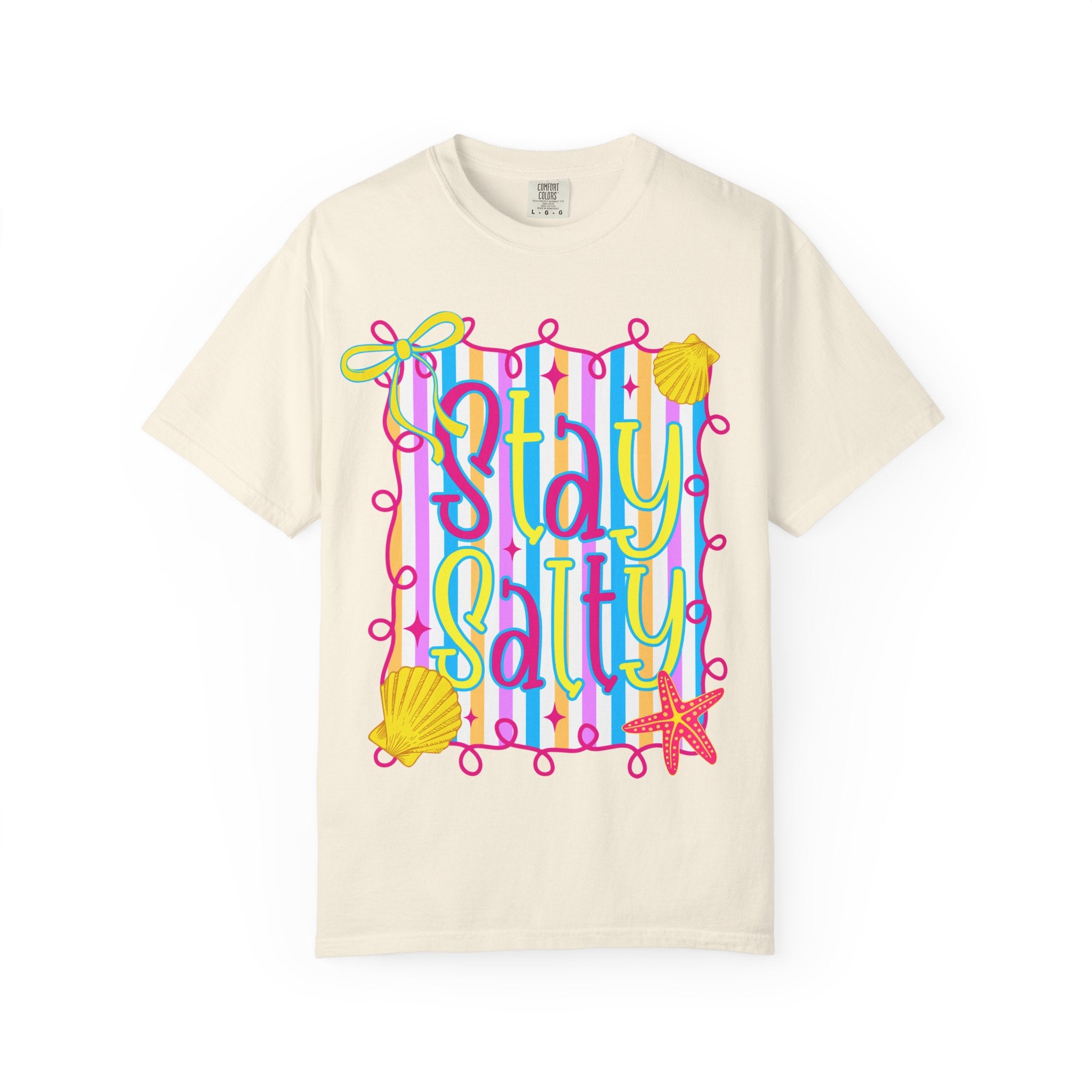 Stay Salty Beach T-Shirt — Colorful Seashell & Starfish Summer Tee