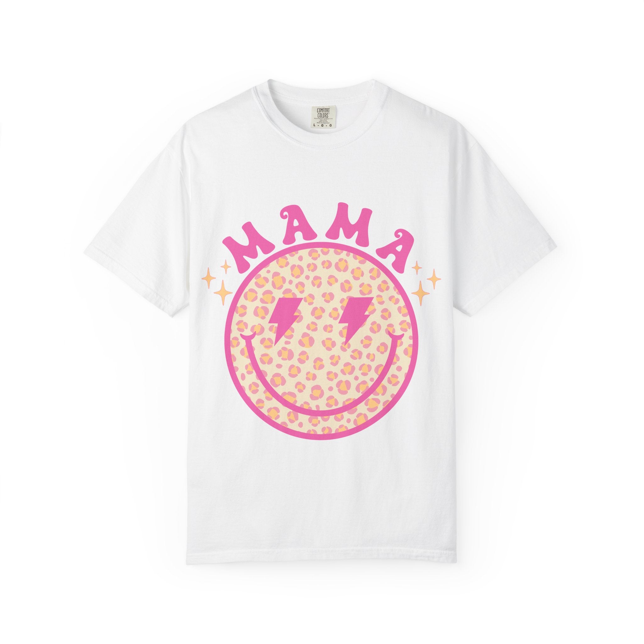 Mama Smiley Leopard Graphic T-Shirt