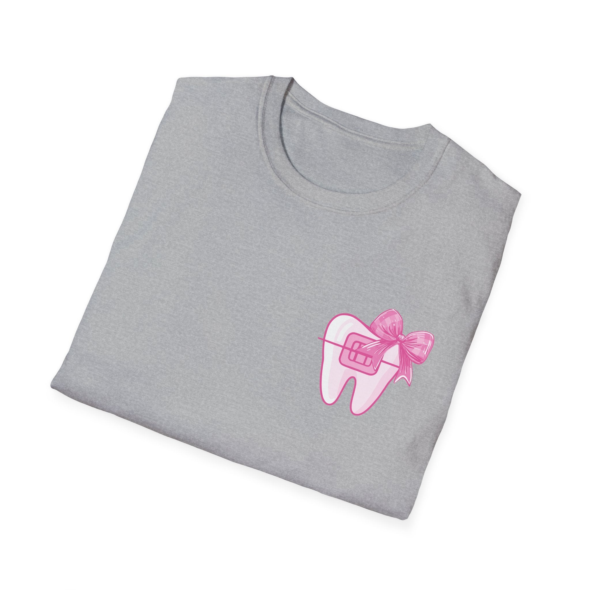Tooth & Bow T-Shirt — Pink Dental Icons "It's a good day to straighten teeth"