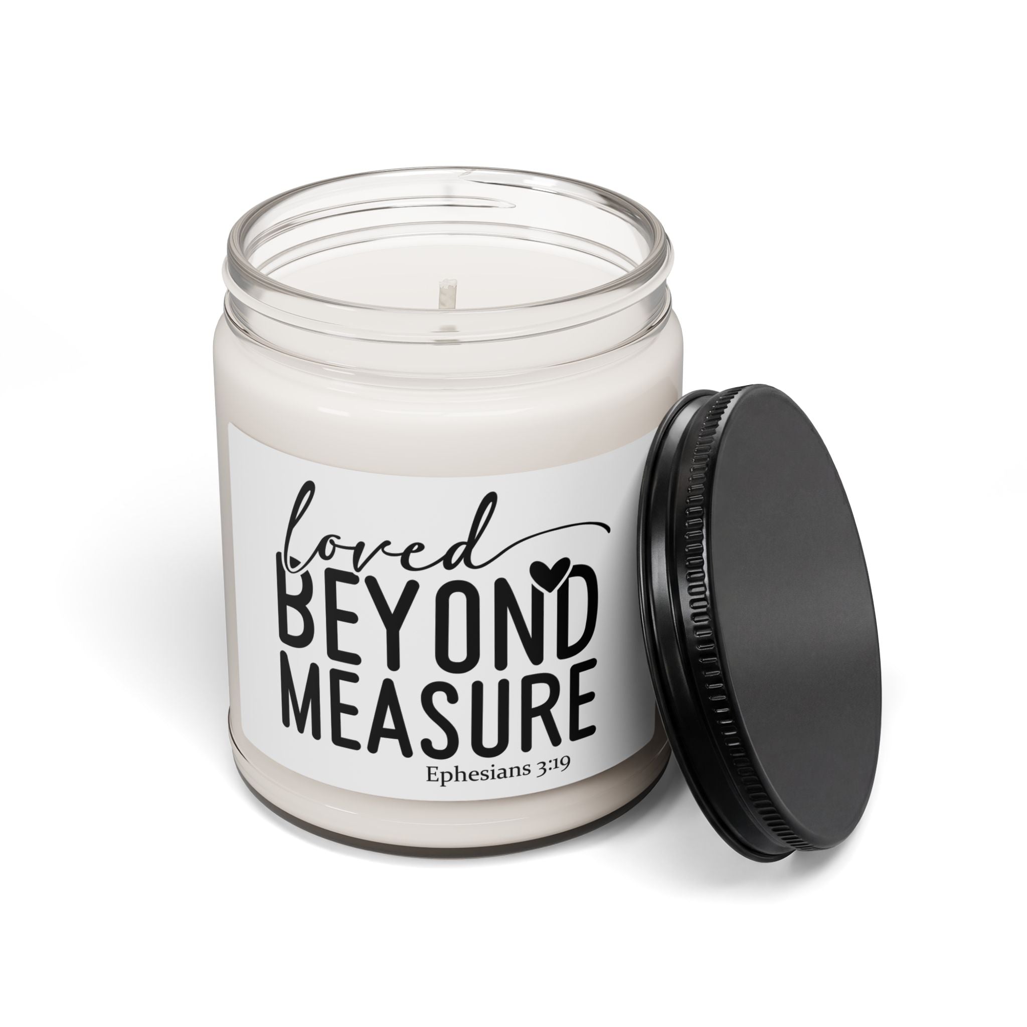 Loved Beyond Measure 9oz Scented Soy Candle — Ephesians 3:19 Inspirational Jar Candle