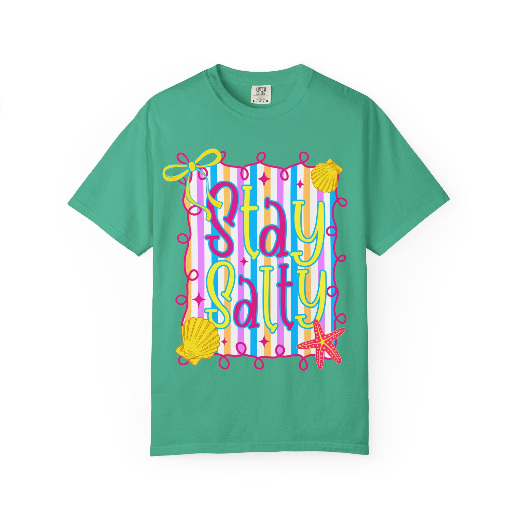 Stay Salty Beach T-Shirt — Colorful Seashell & Starfish Summer Tee