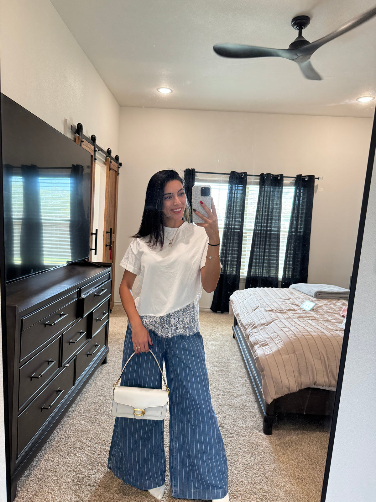 White Lace Hem Tee