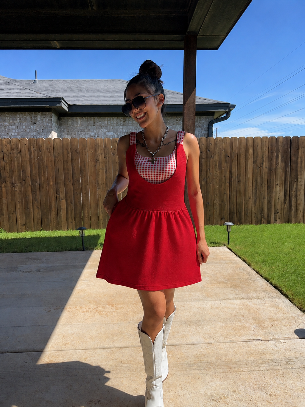 Red Gingham 2 Piece Dress