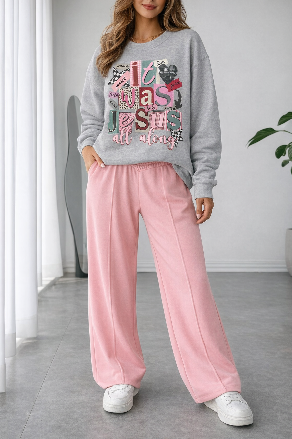 Jesus All Along Crewneck Sweatshirt — Christian Faith Graphic Pullover
