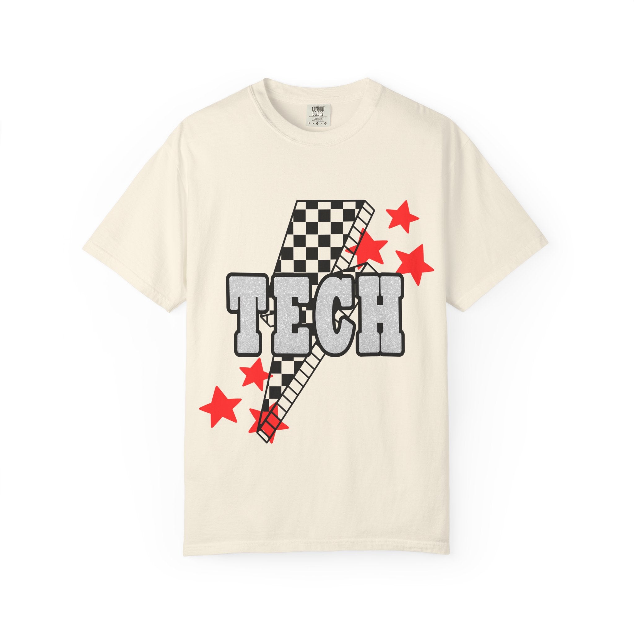 Tech Checkerboard Graphic T-Shirt — Retro Racing Stars Tee