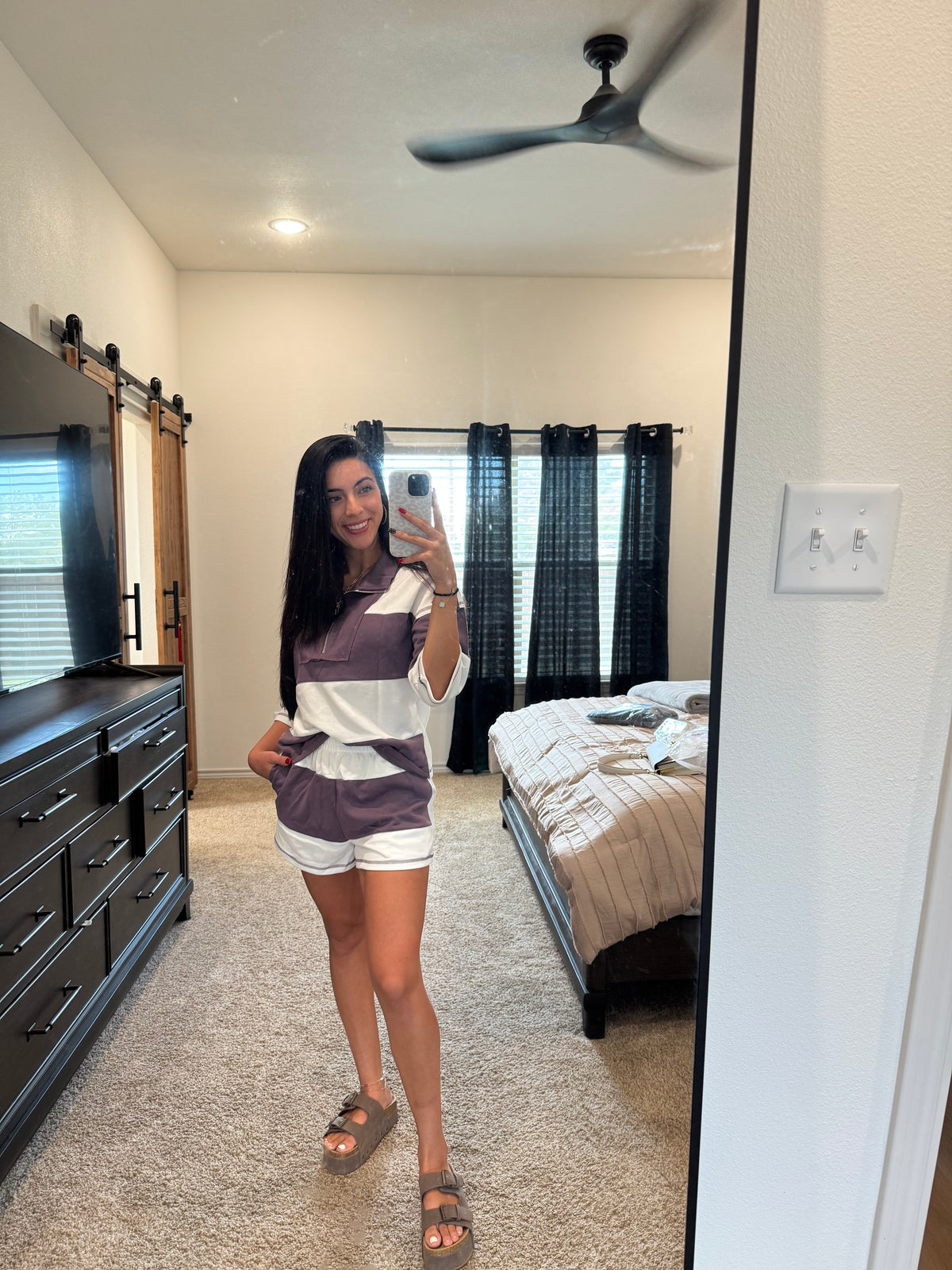 Striped Color Block Zipper Set