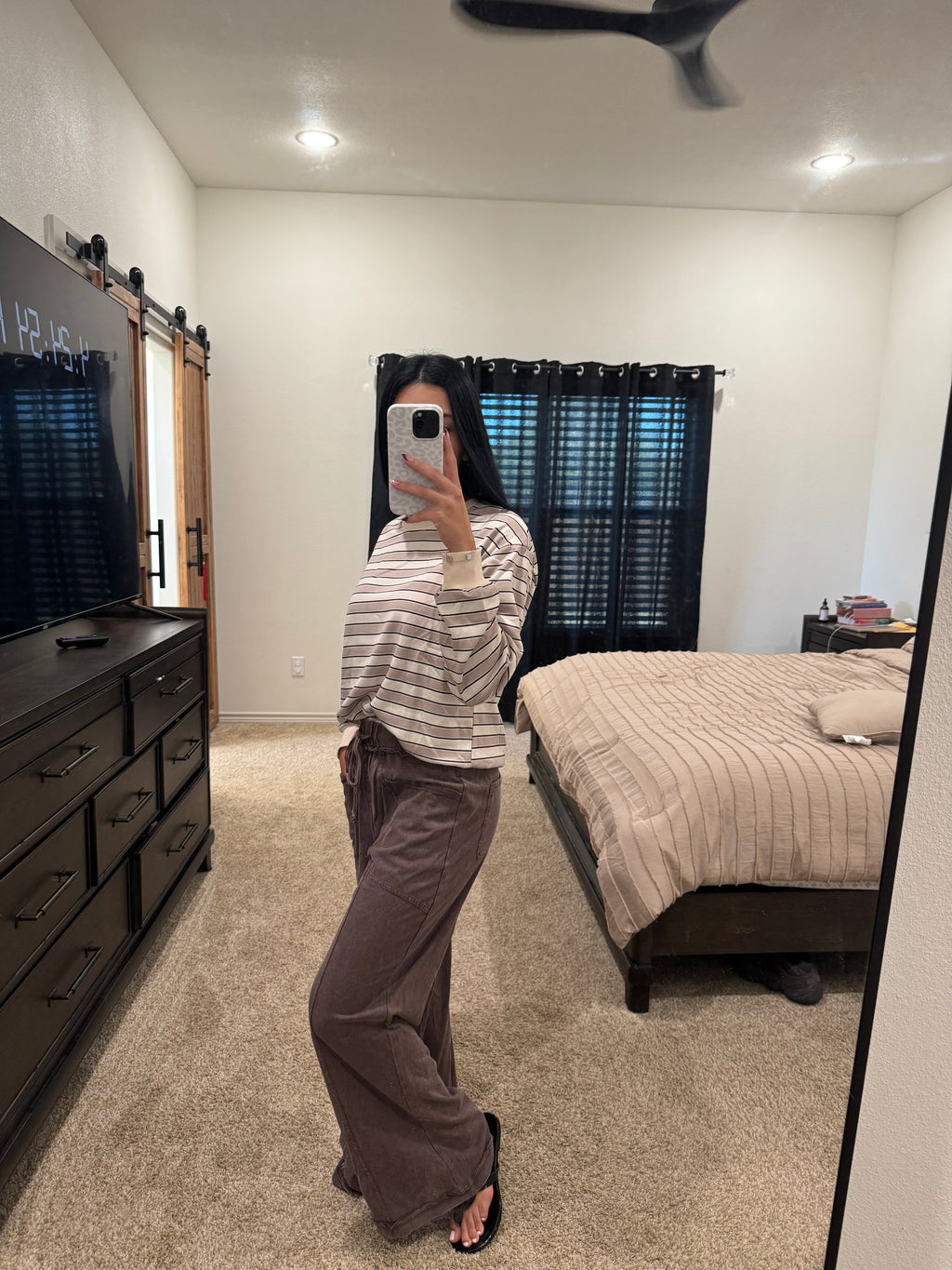 Mineral Wash Flare Leg Pants