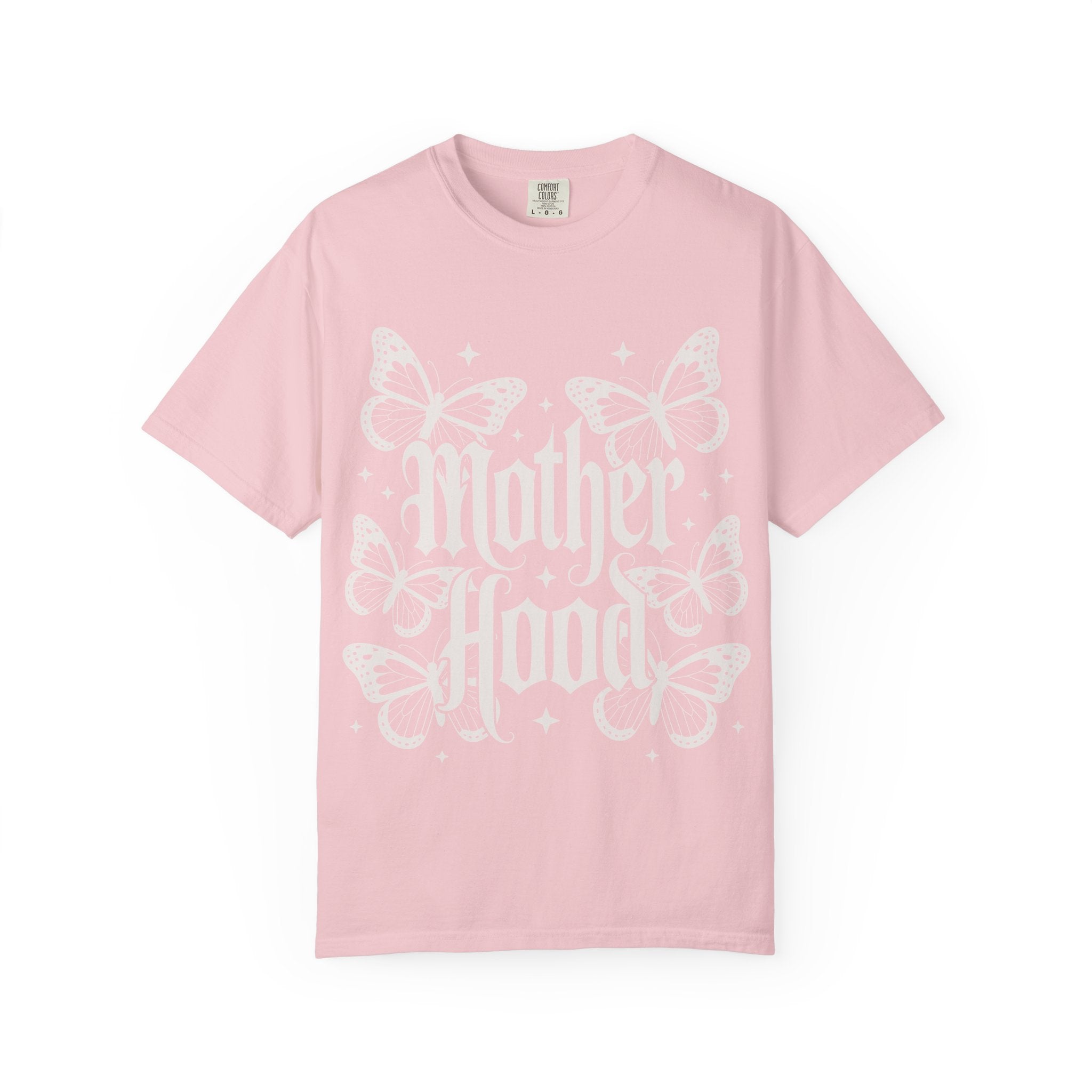 Motherhood Tee — Floral Butterfly "Mother Hood" Graphic T-Shirt