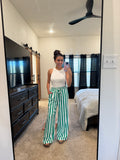 Green Striped Silk Pants