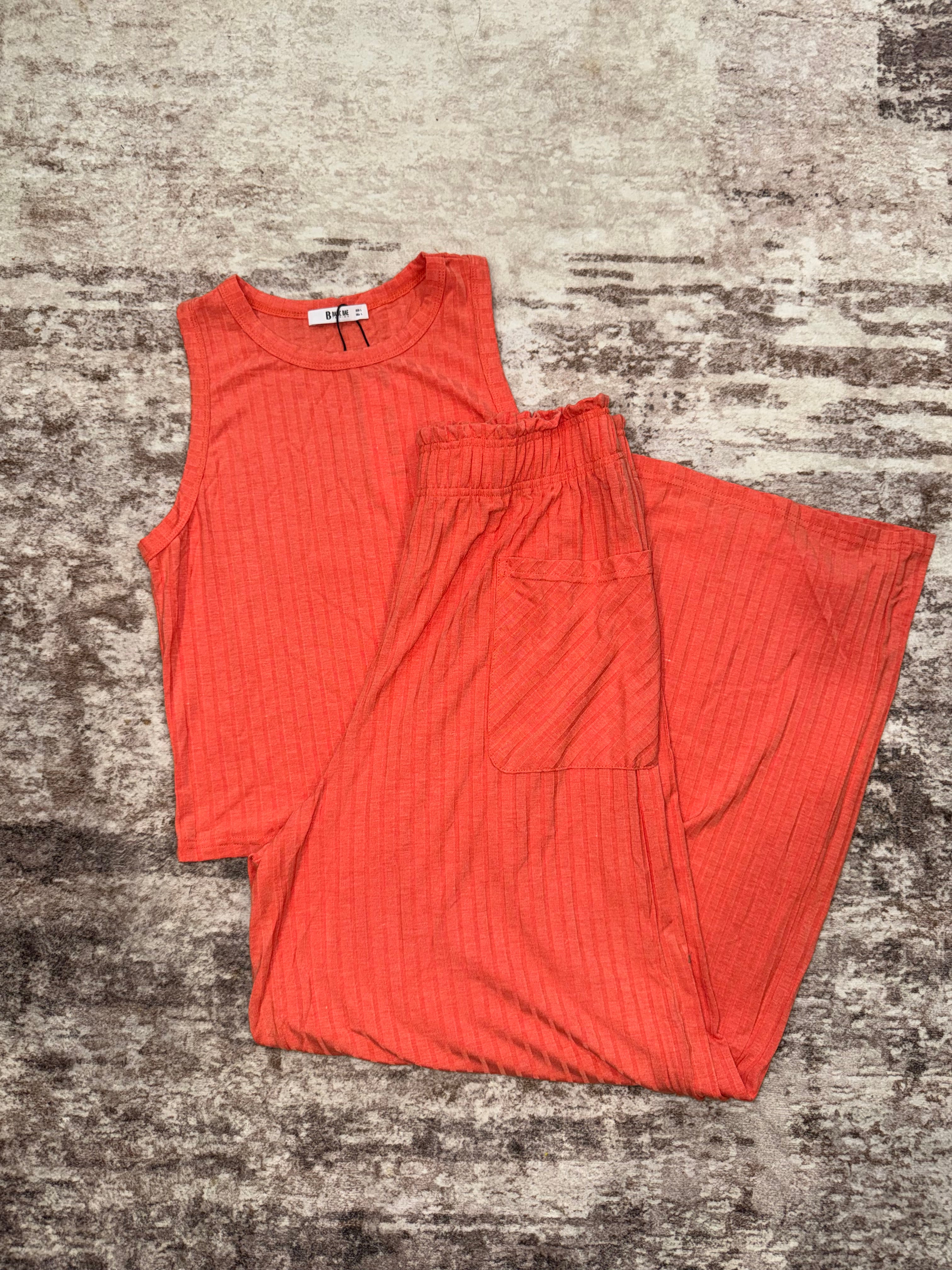 Coral Wide Leg Pants Set