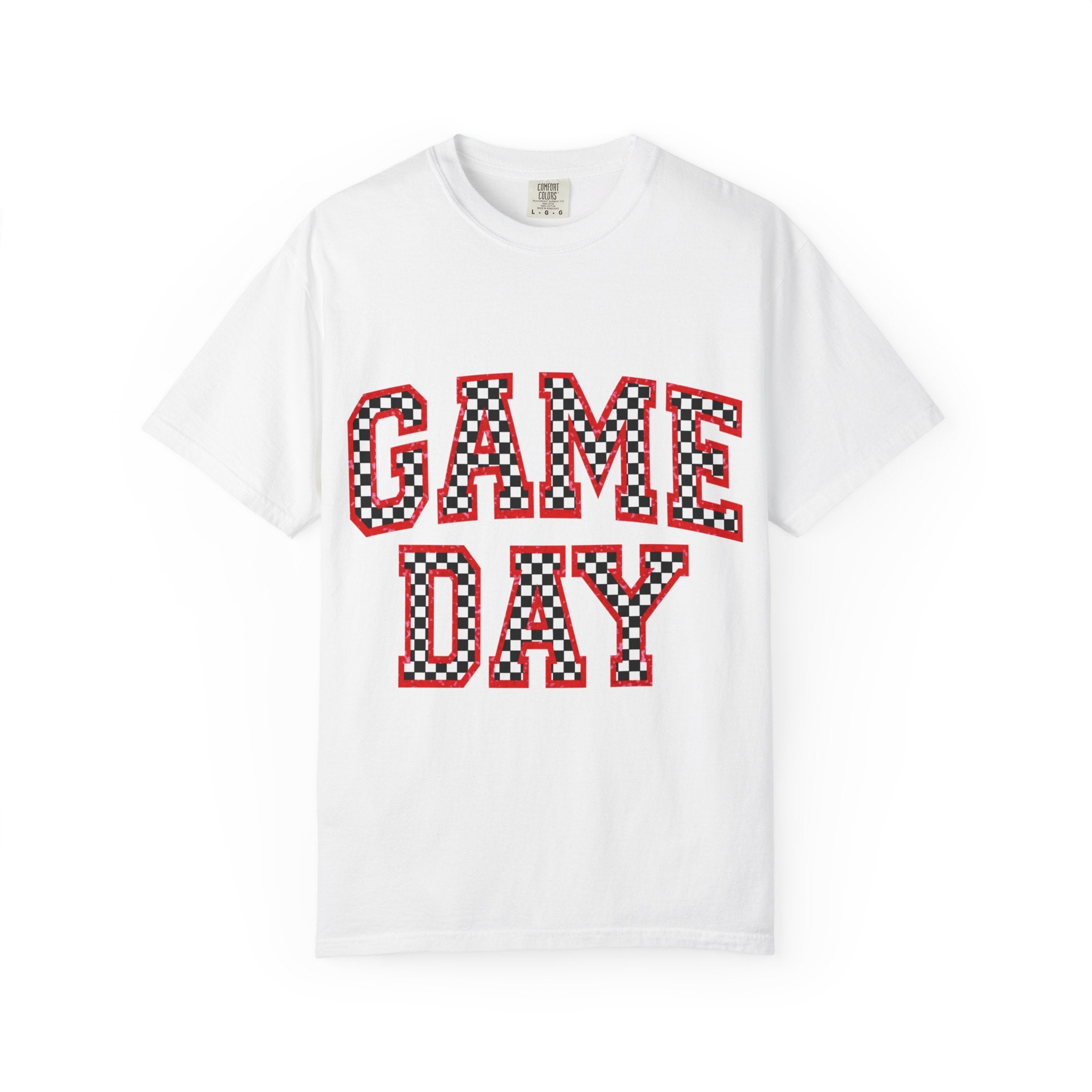 Game Day T-Shirt — Red & Blue Checker Collegiate Graphic