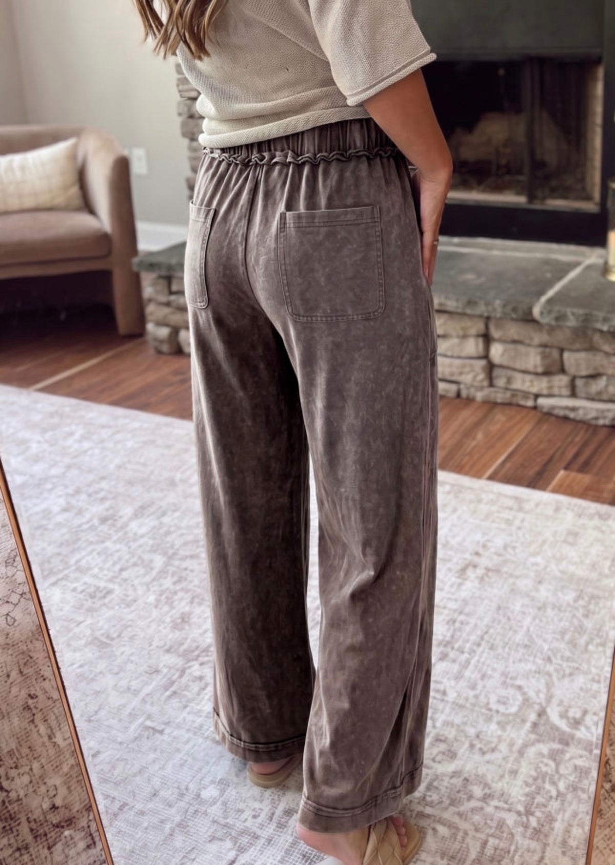 Mineral Wash Flare Leg Pants