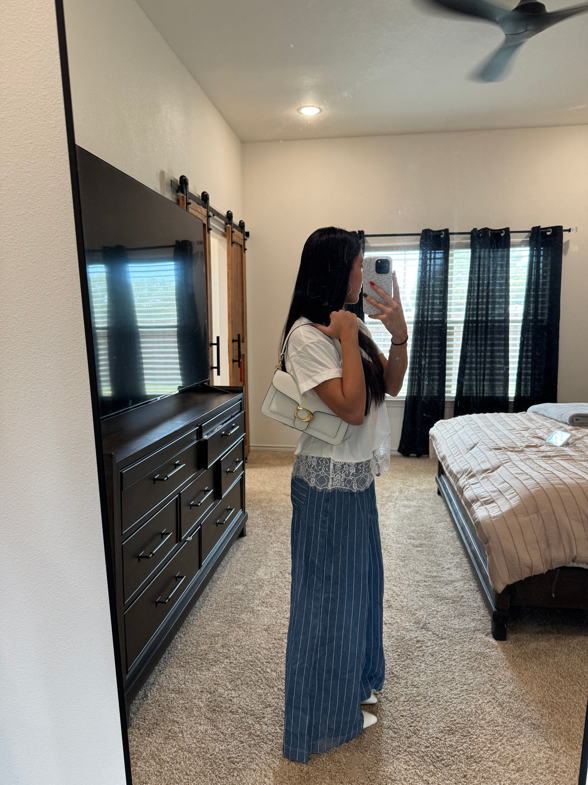White Lace Hem Tee